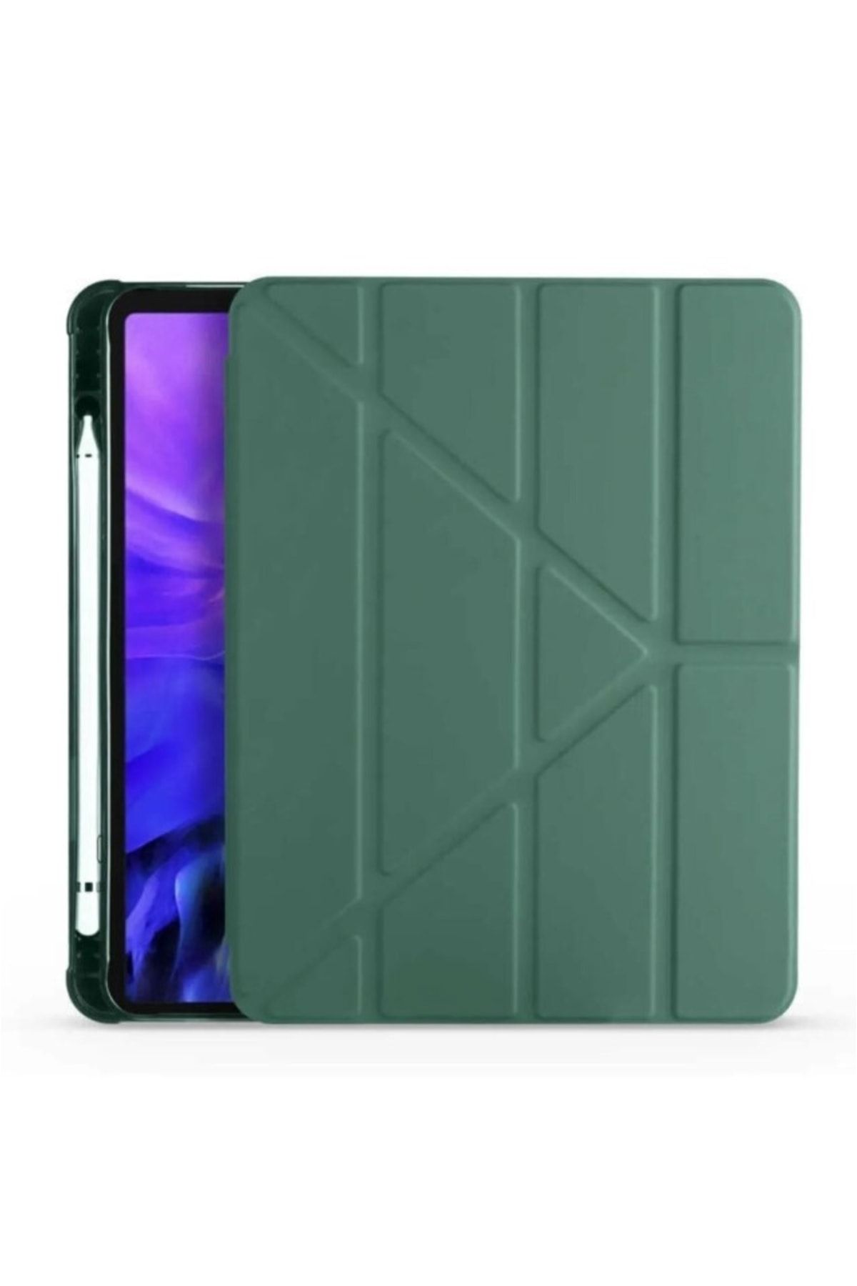Nezih Case Apple Ipad 10.2 (7. 8. 9.NESİL) Uyumlu Tri Folding Koyu Yeşil Tablet Kılıfı A2270 A2428 A2429 A2430
