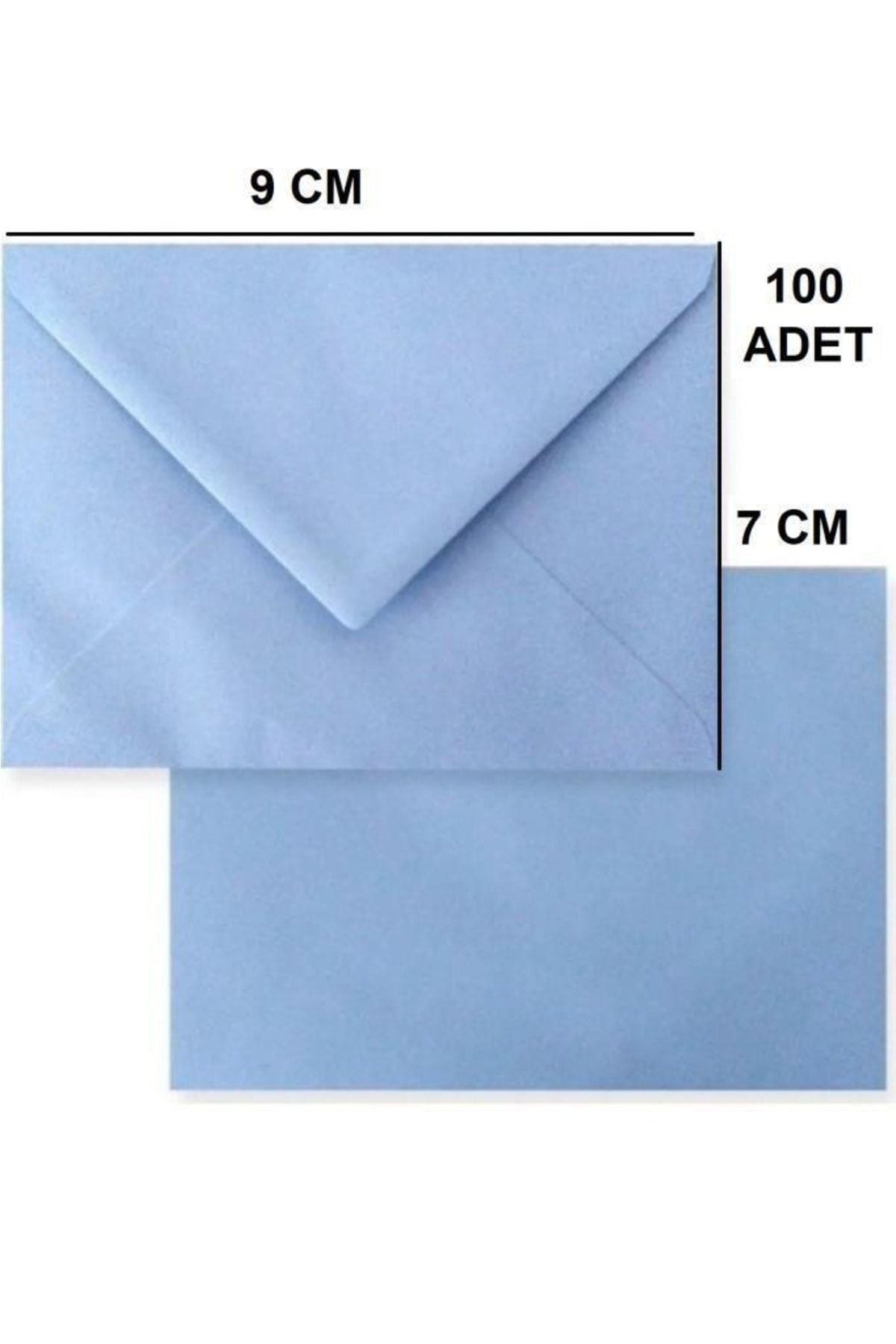 İstisna 100 Adet Açık Mavi Renkli Küçük Zarf 7x9