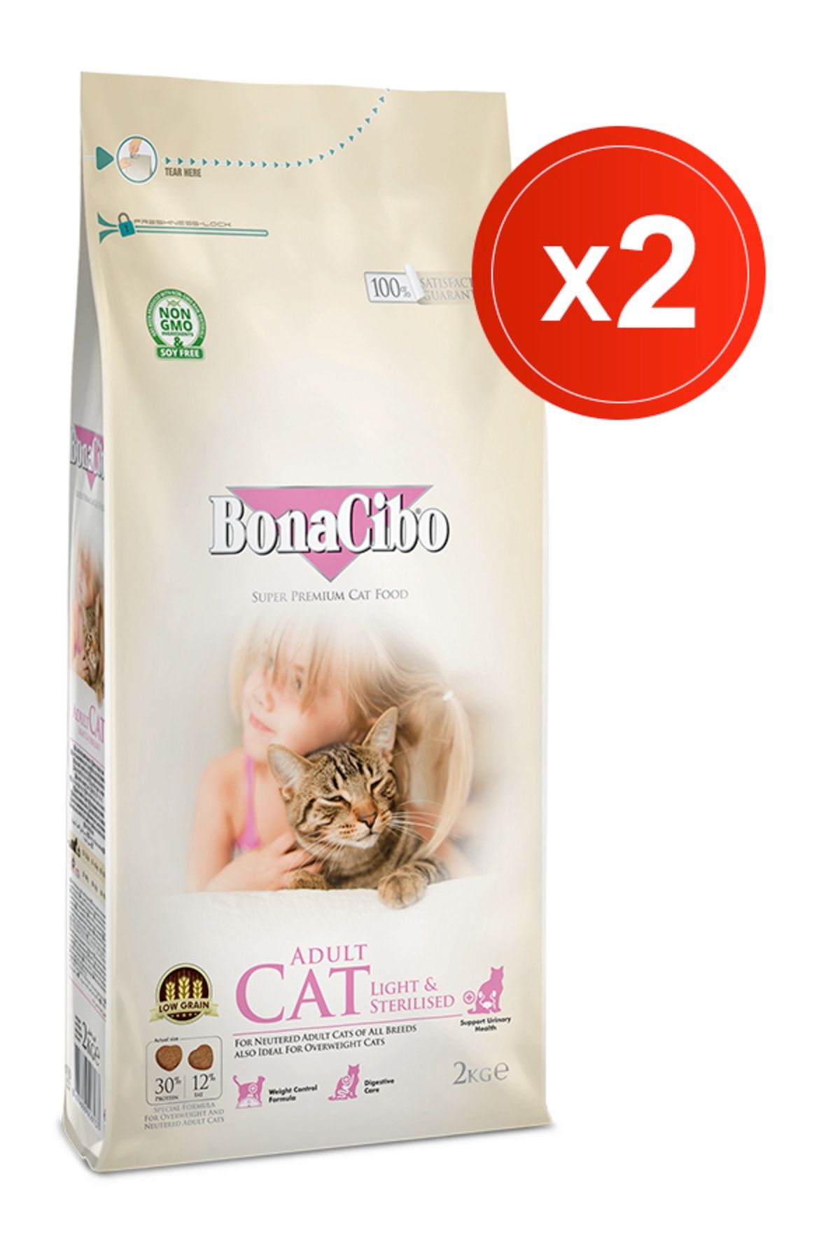 BonaCibo Adult Cat Light-sterilised 2 Kg X 2 Li - Kısırlaştırılmış Kediler Için Yetişkin Kedi Maması