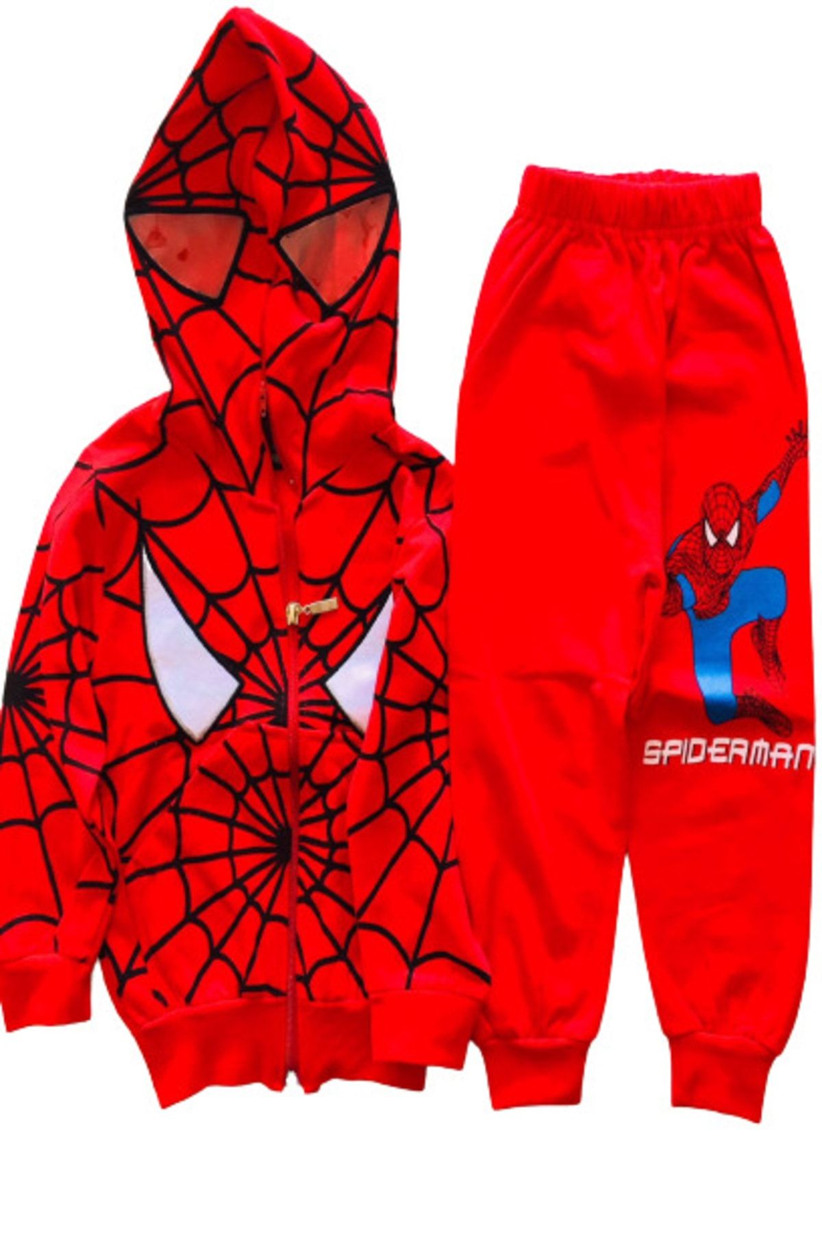 Deejo Örümcek Adam Eşofman Takımı Spiderman Kostümü Maskeli Kapüşonlu
