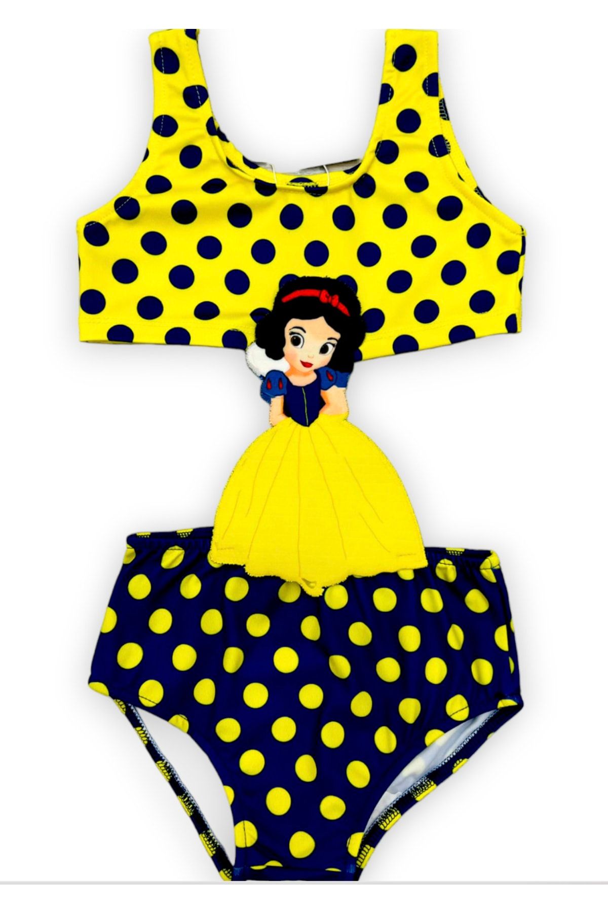 Lolliboomkids Kız Çocuk Çizgi Karakterli Figürlü Mayokini Yeni Sezon Prenses Puantiye Sarı Renk