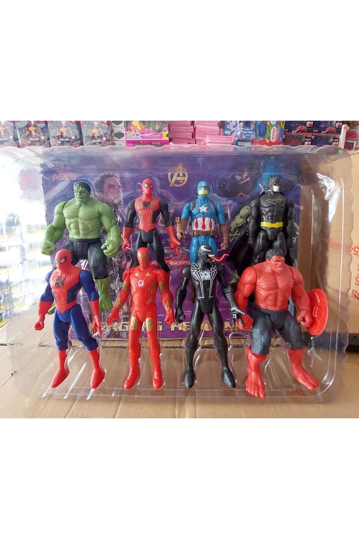 Genel Markalar Avangers Süper Kahramanlar 8 Li Işıklı Figür Set Hulk Örümcek Adam Kırmızı Hulk Venom Batman