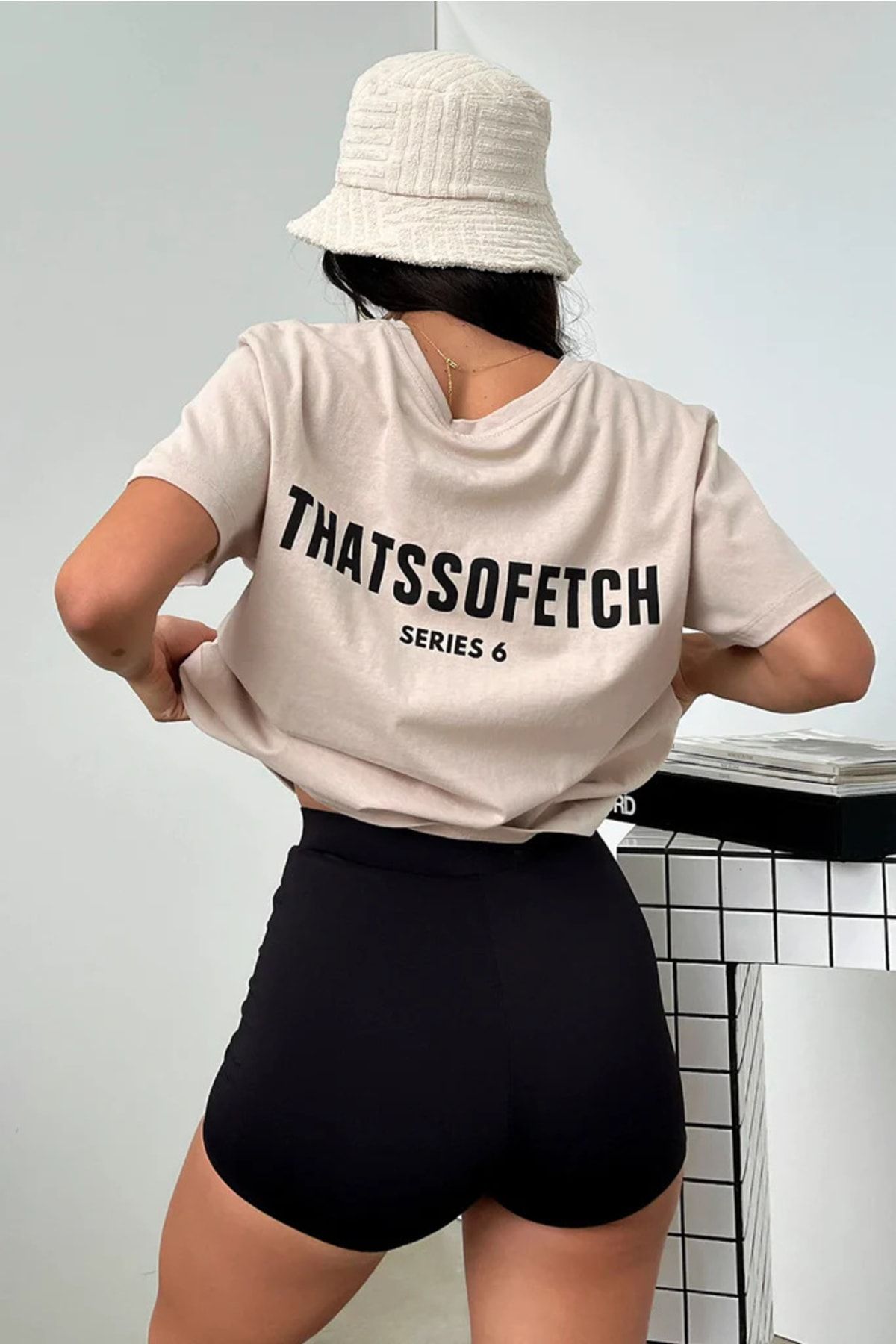 DUBU BUTİK Vizon Oversize Fetch Series 6 T-shirt - Oversize Baskılı