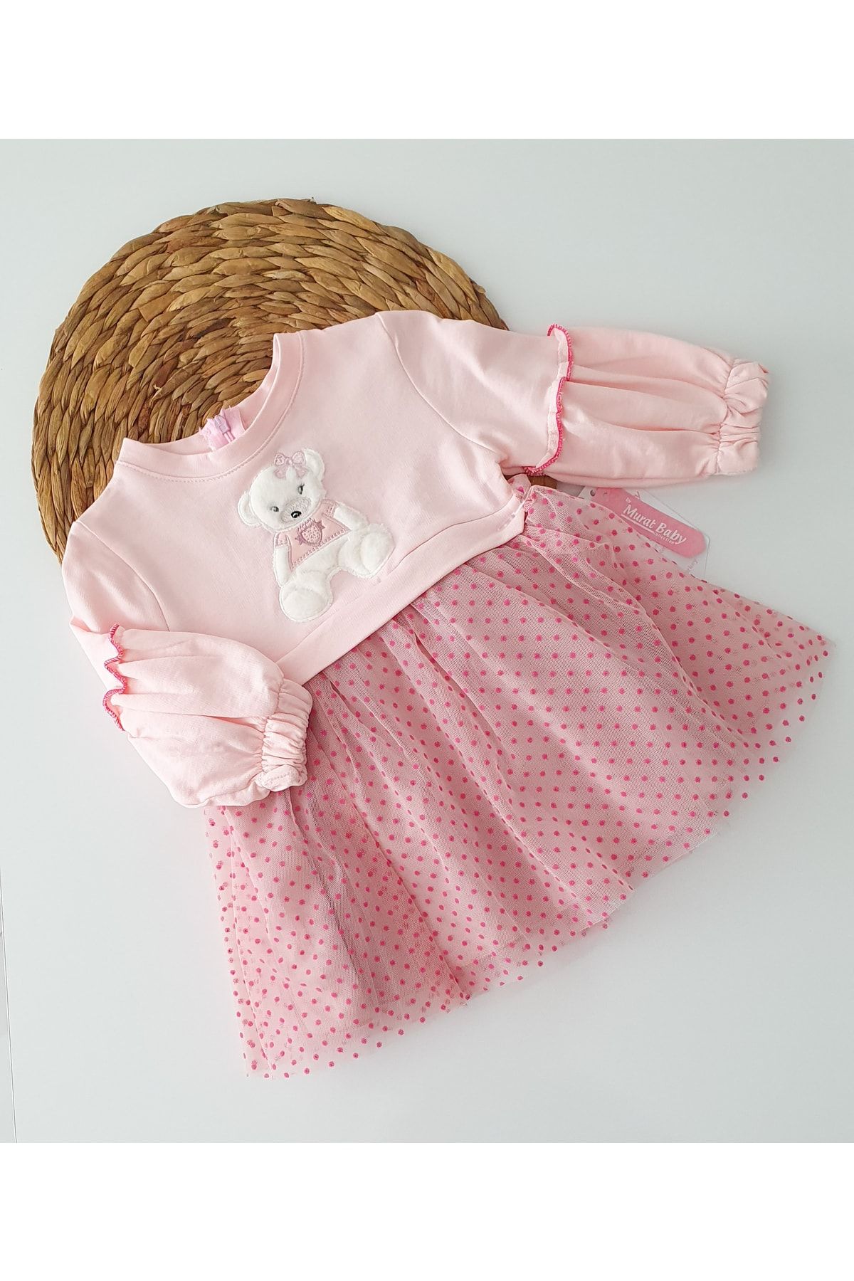 Murat Baby Ayıcıklı Puanlı Tüllü Çocuk Elbisesi