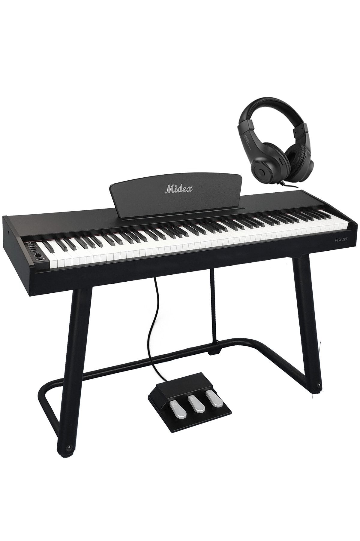 Midex Plx-125bk Taşınabilir Dijital Piyano Tuş Hassasiyetli 88 Tuş Bluetooth (stand Ve Kulaklık Ile)