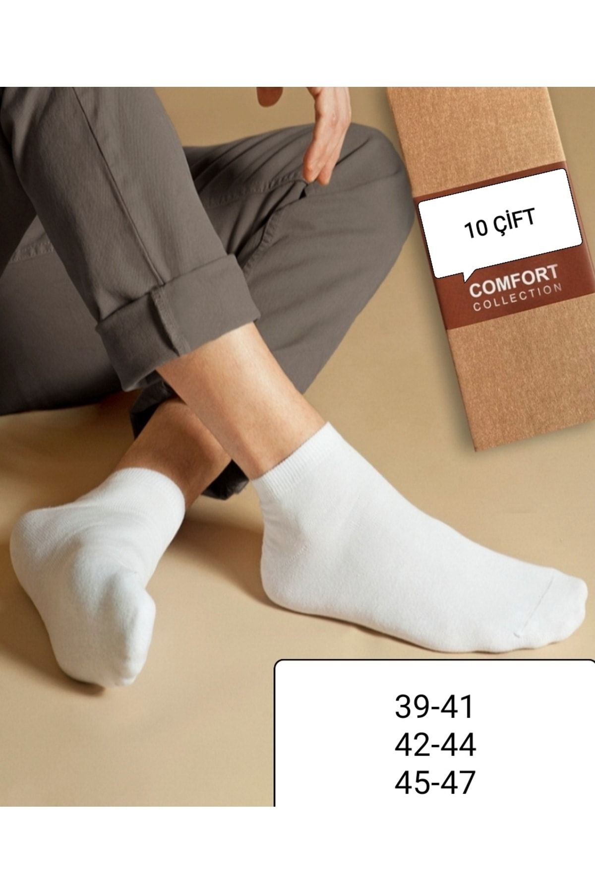 CALLAVI Beyaz Patik Penye Çorap 10 Çift