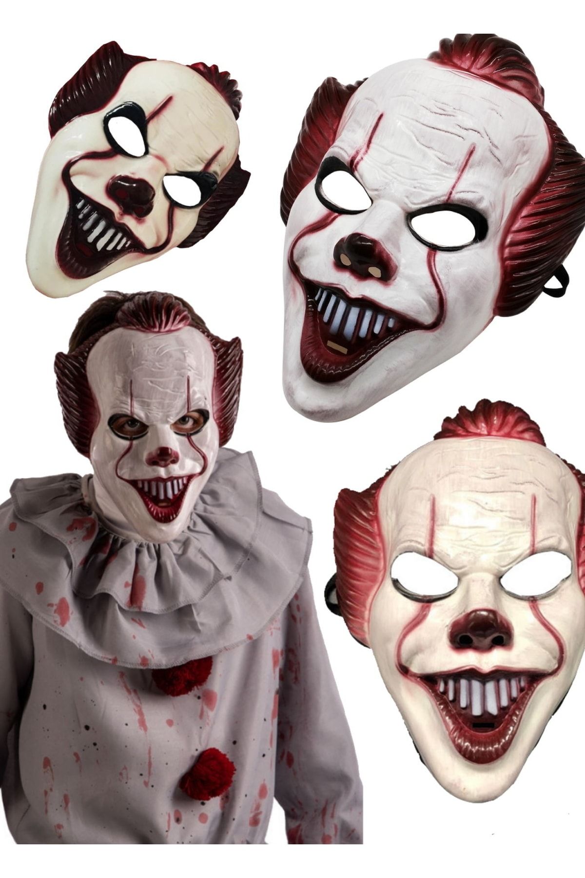 Utelips Joker Maskesi Killer Palyaço Maskesi Korkucu Şaka Maskesi Plastik Maske Palyaço Dc Maske Joker Beyaz