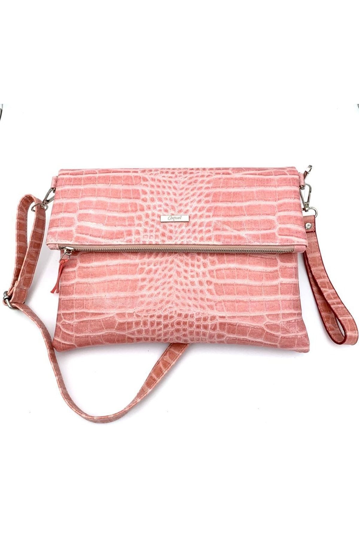 Coquet Black Clutch Pembe Crocodil Baskılı El -omuz Çantası- Cn355