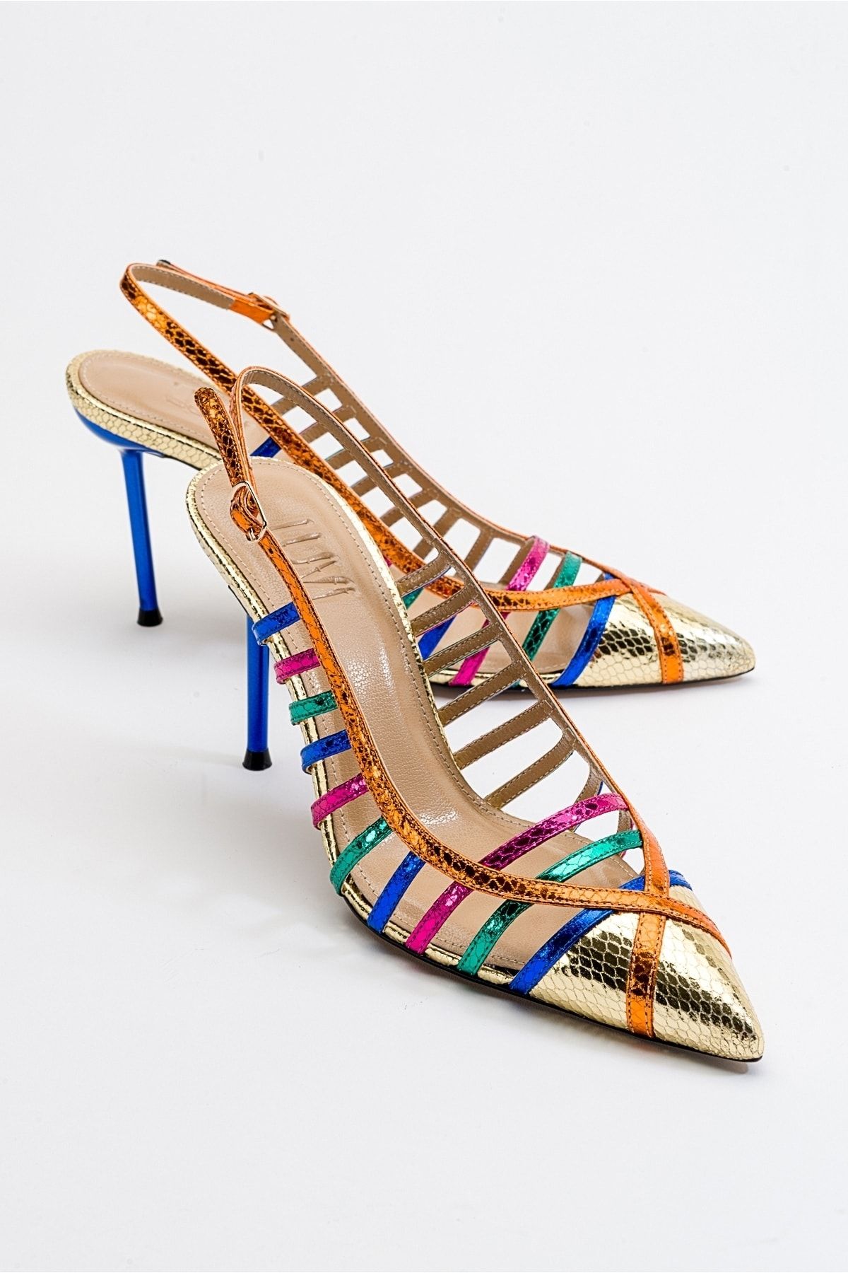 luvishoes Gesto Altın Multi Kadın Topuklu Ayakkabı