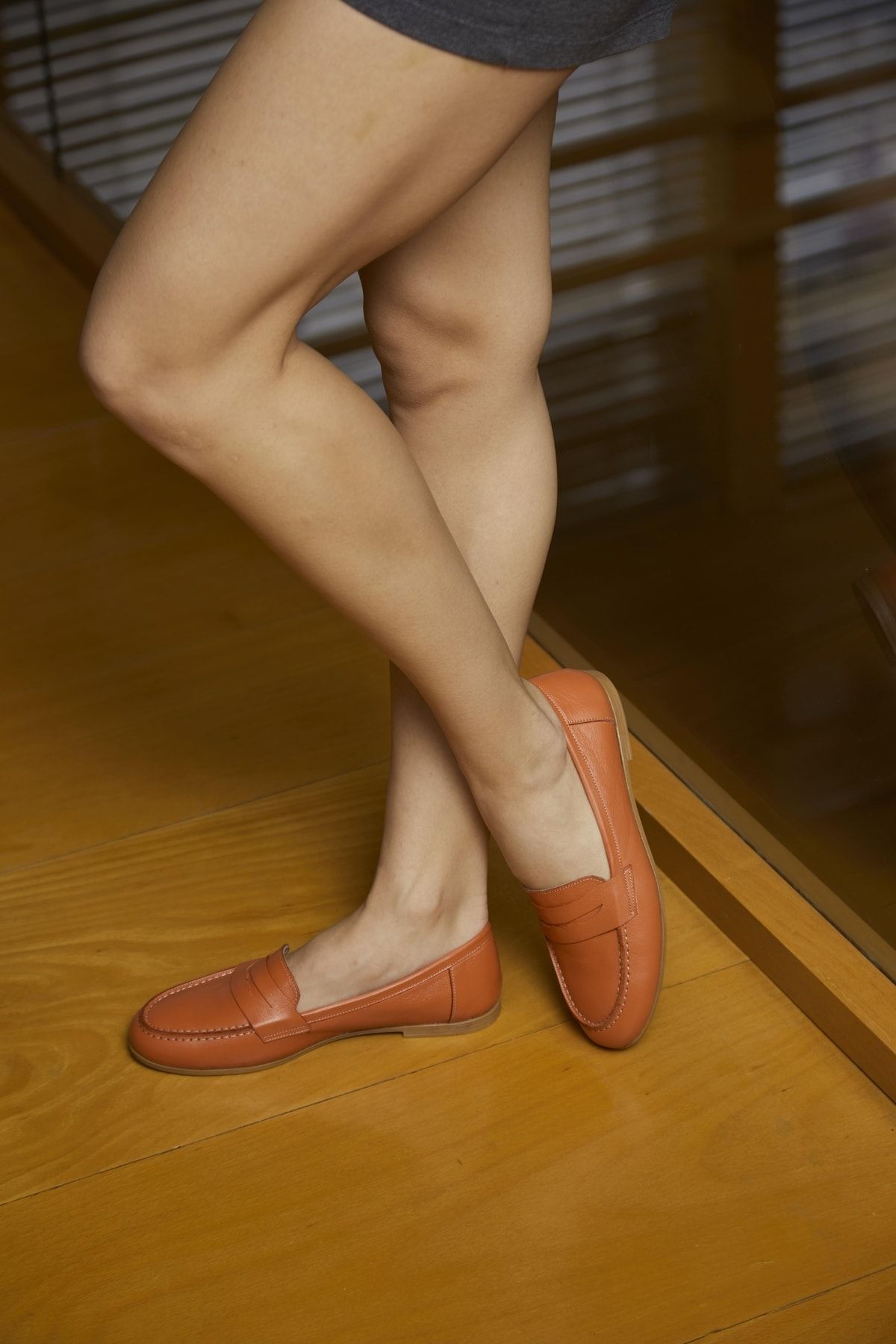 CZ London Deri Kadın Loafer Babet Rahat Günlük Düz Ayakkabı