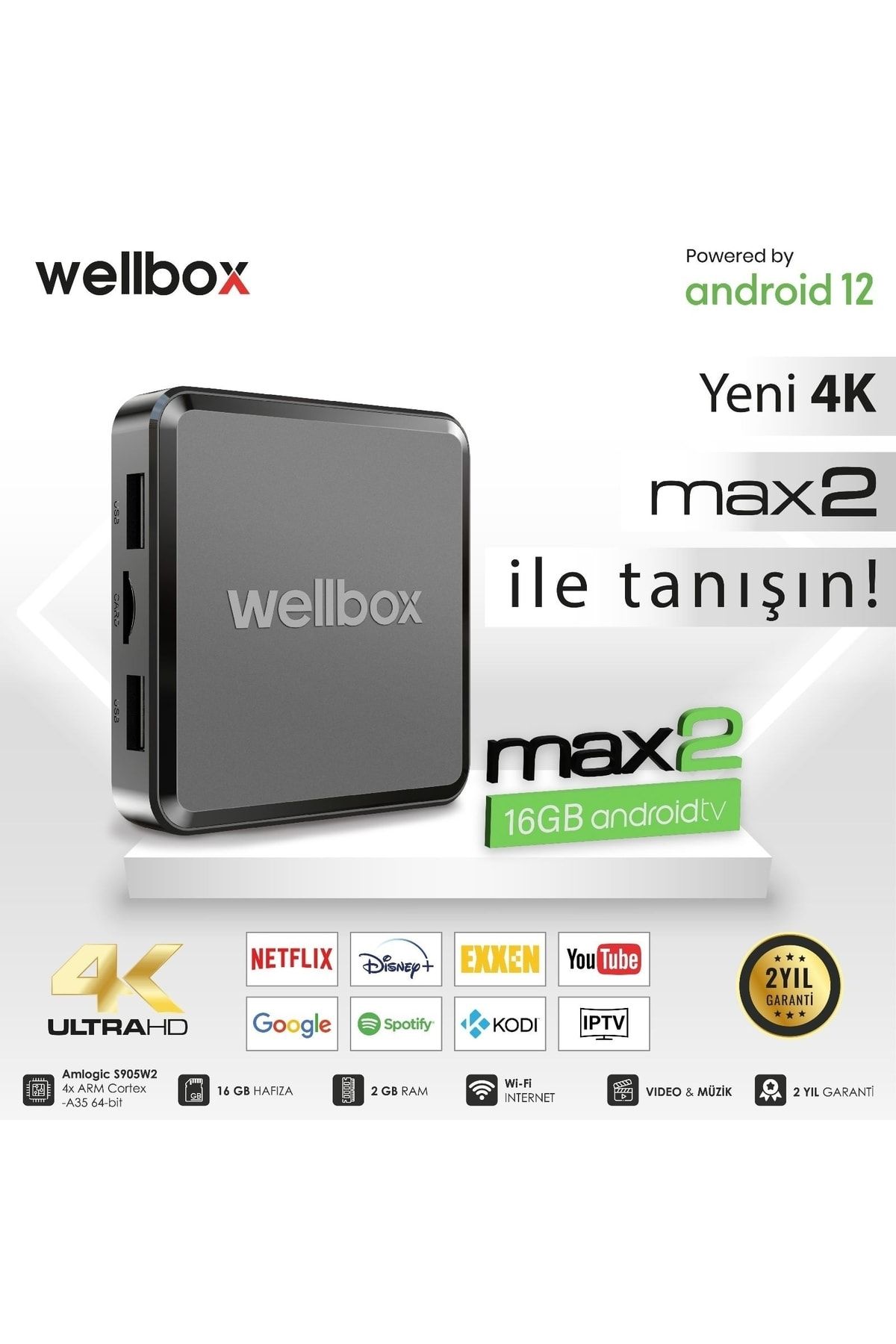 Genel Markalar Wellbox Max 2 Androıd Tv Box 16 Gb Hafıza 2gb Ram 4k Ultra Hd