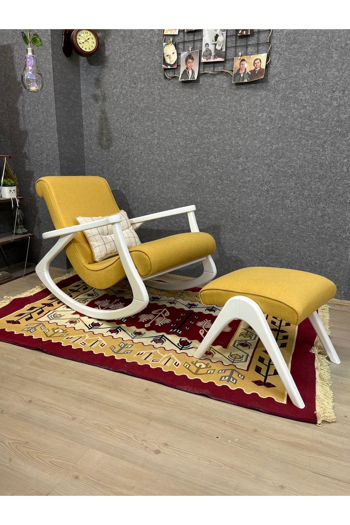 Asedia Ekol Lake Sarı Sallanan Sandalye Modern Dinlenme Emzirme Baba Tv Okuma Koltuğu Anneler Günü Hediyesi