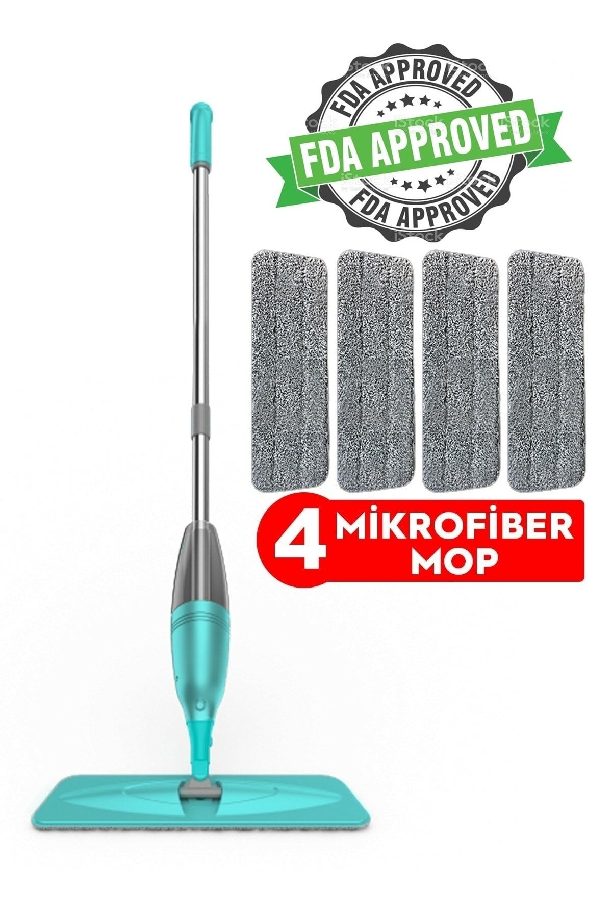 Reidan Sprey Mop 4 Microfiber Bezli Deterjan Hazneli Temizlik Seti Pas Pas