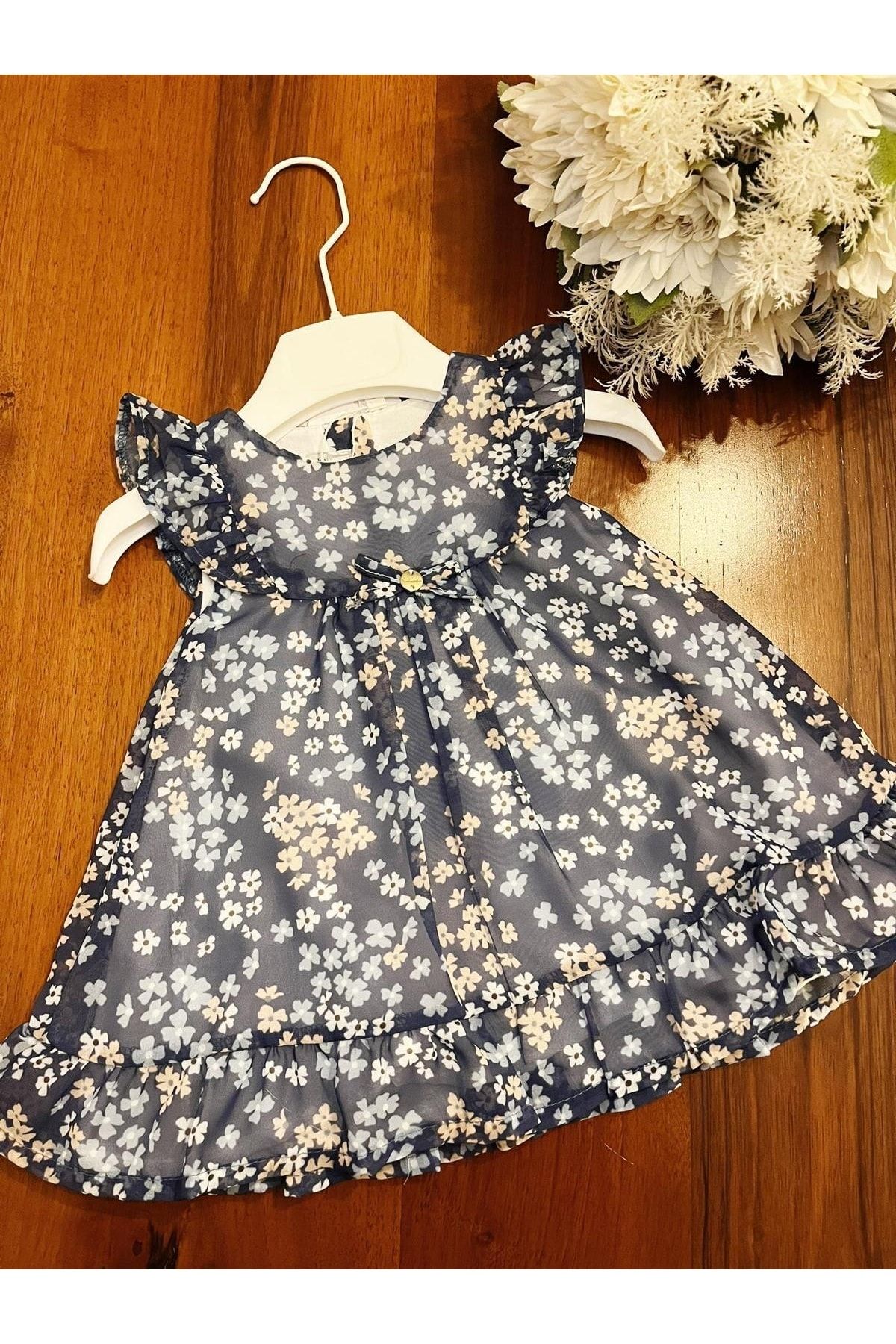Babydola Kız Bebek Şifon Elbise Çiçek Desenli