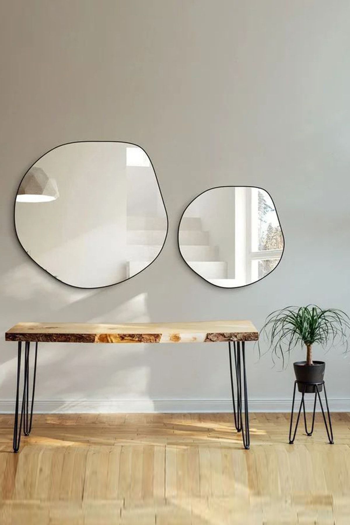 AGA KONSEPT Ayna Wavy, Modern Dekoratif 2'li Duvar Aynası