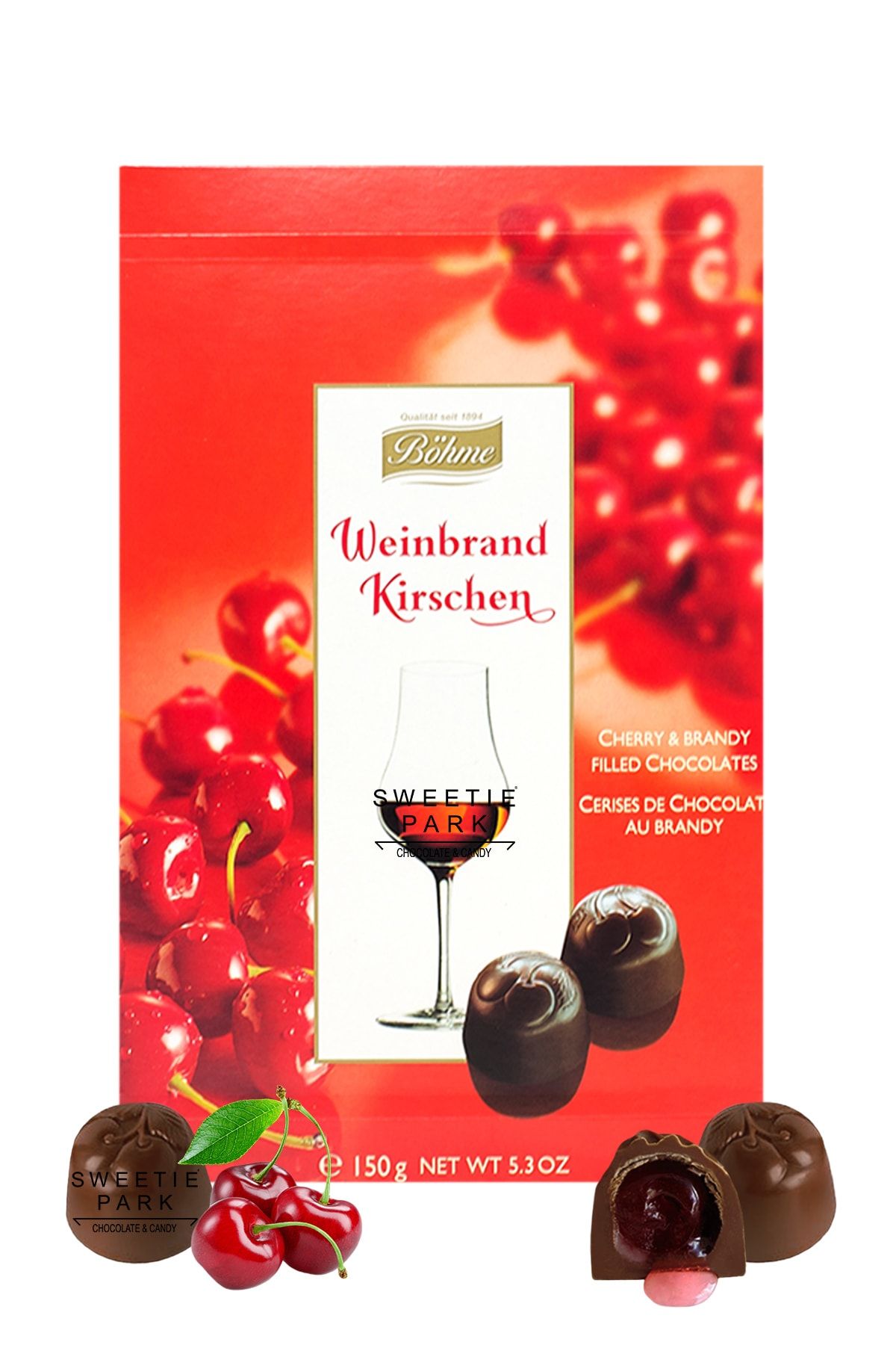 Böhme Weinbrand Vişne Likörlü Brandy Brendi Dolgulu Ithal Bitter Pralin Çikolata 150 Gr
