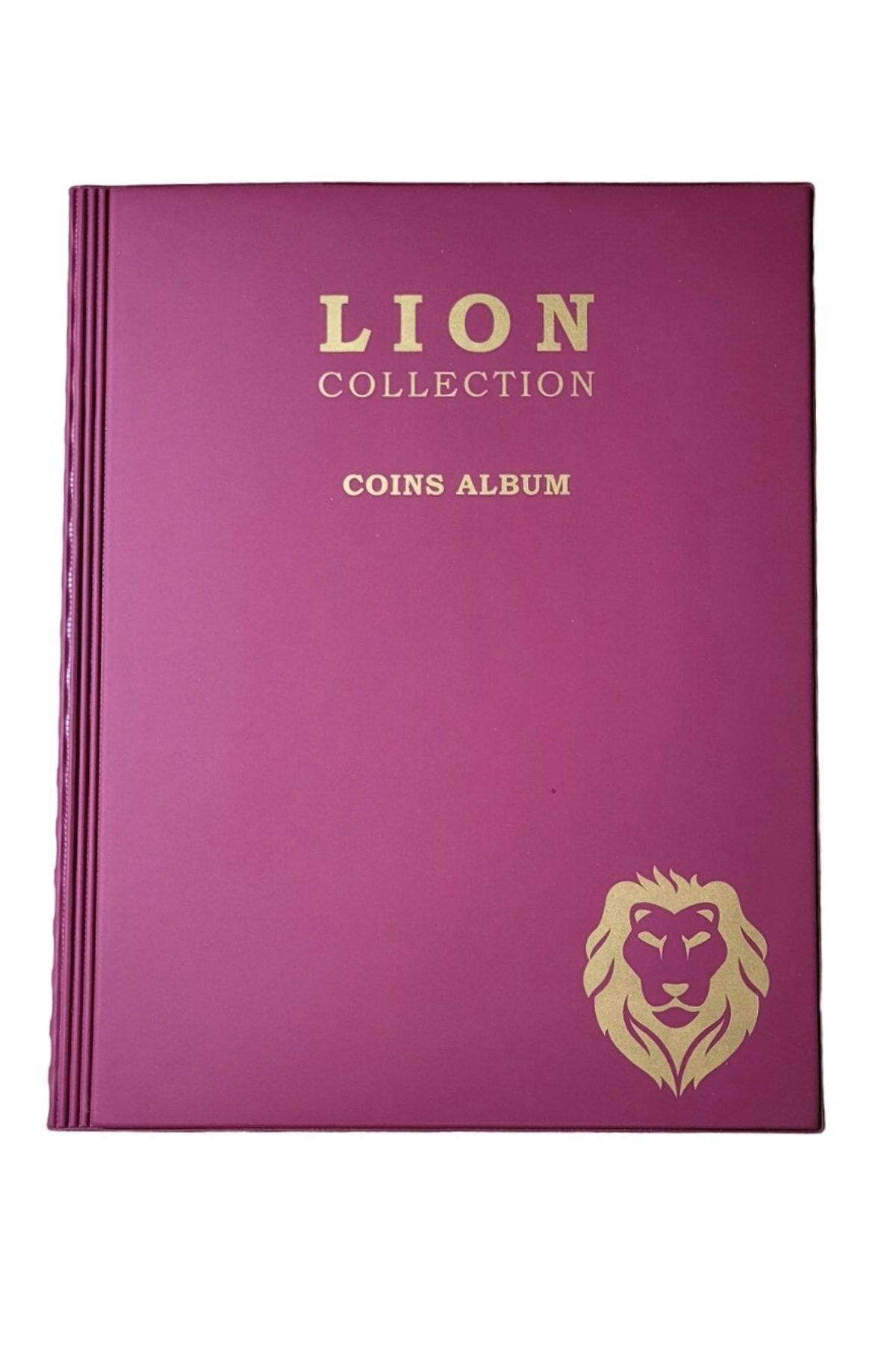 Lion , 200 Gözlü, 10 Sayfalı, Kapamalı Paralar Için Madeni Para Albümü- Bordo Renk