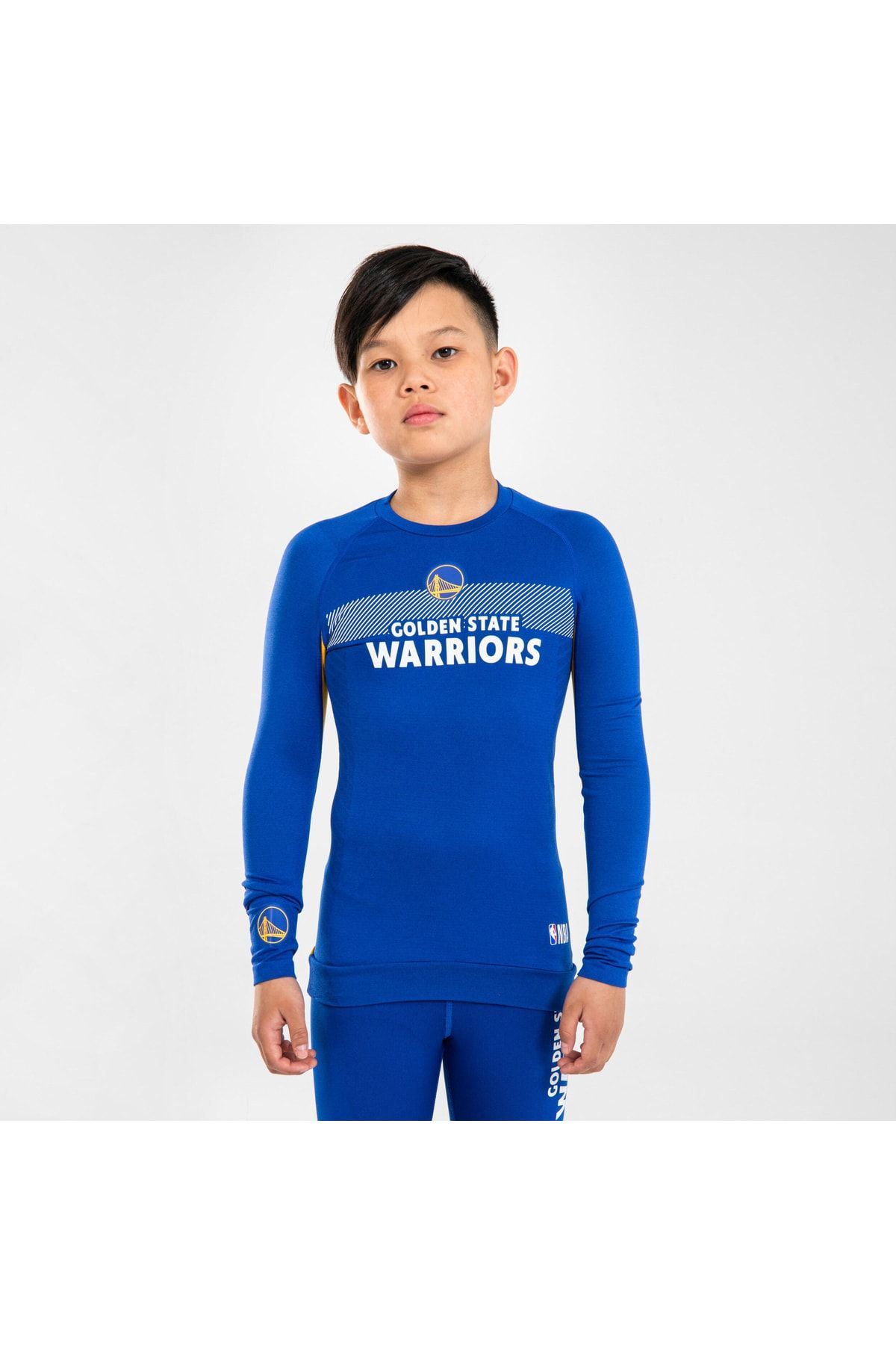 Decathlon Tarmak Nba Golden State Warriors Çocuk Uzun Kollu Basketbol Içliği Mavi Ut500