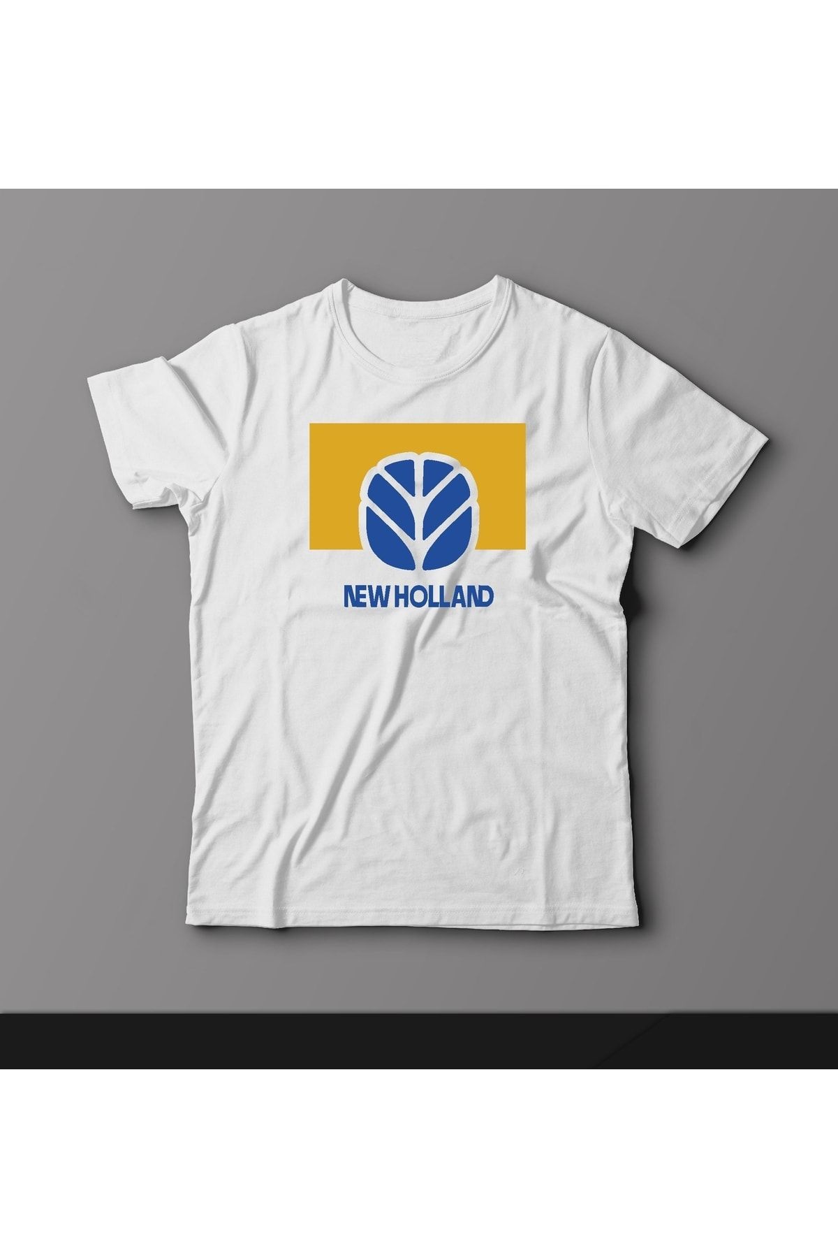 Açık Garaj New Holland Logo Beyaz Baskılı Tişört