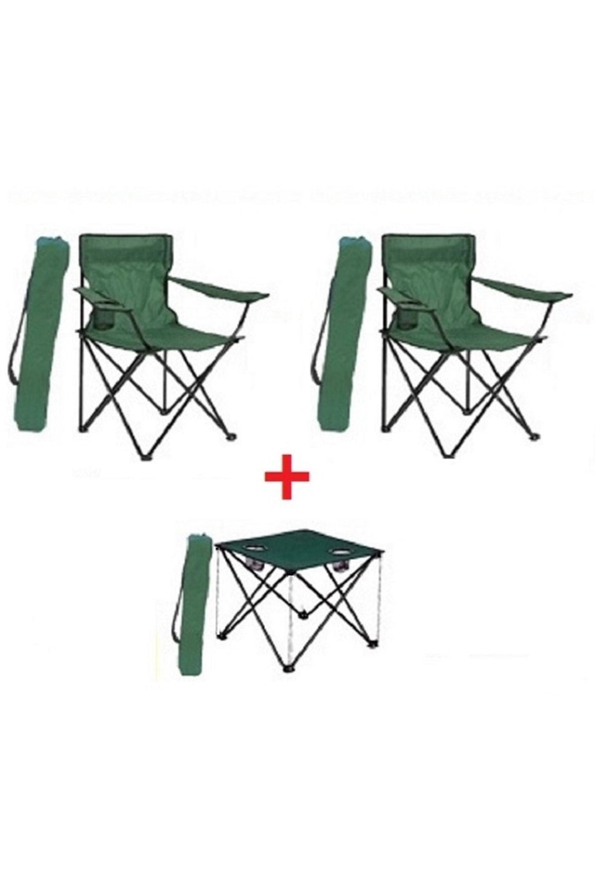 FOUR SEASON 2 Adet Yeşil Katlanır Kamp Sandalyesi 1 Adet Masa Piknik Çantalı