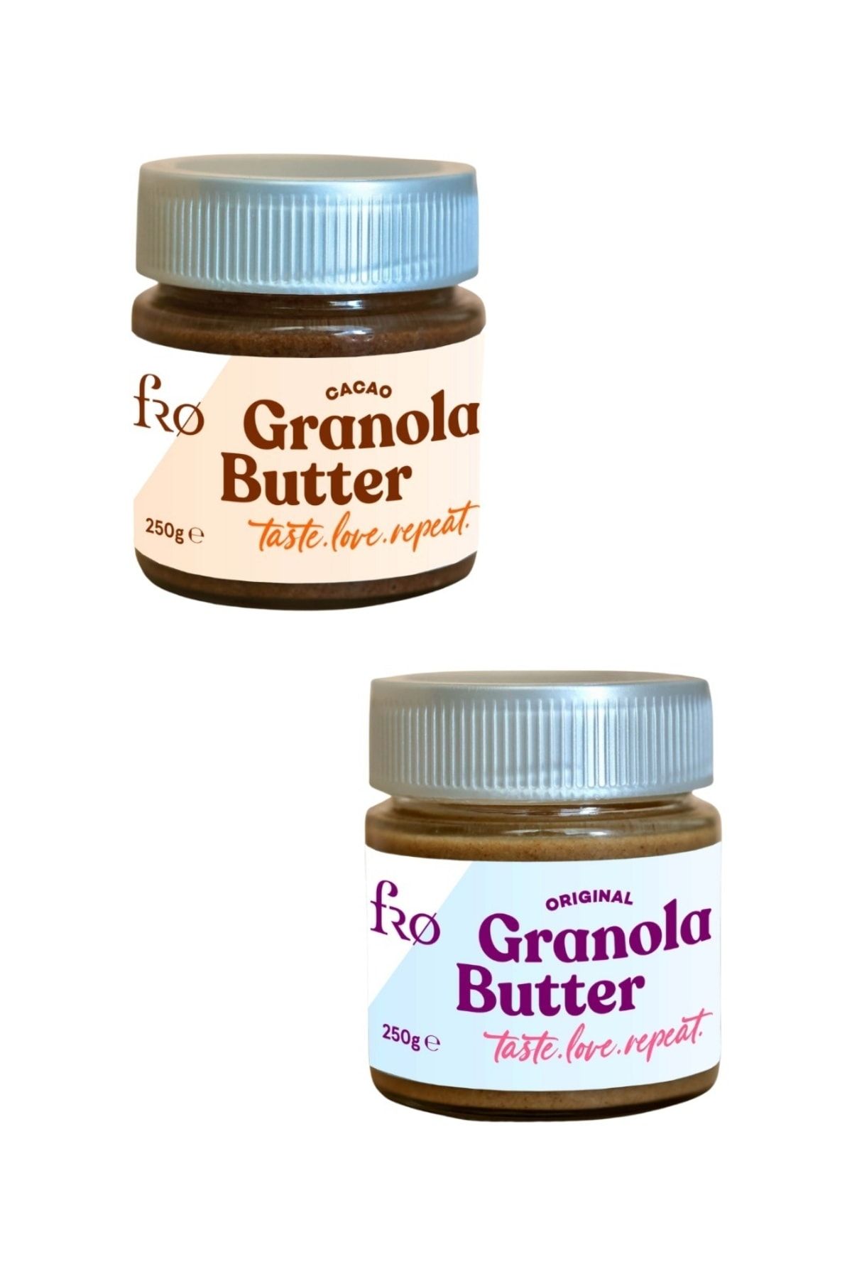 FRO 2'li Granola Butter Original Ve Cacao Glutensiz Şekersiz Vegan Sürülebilir Kahvaltılık 2x250gr