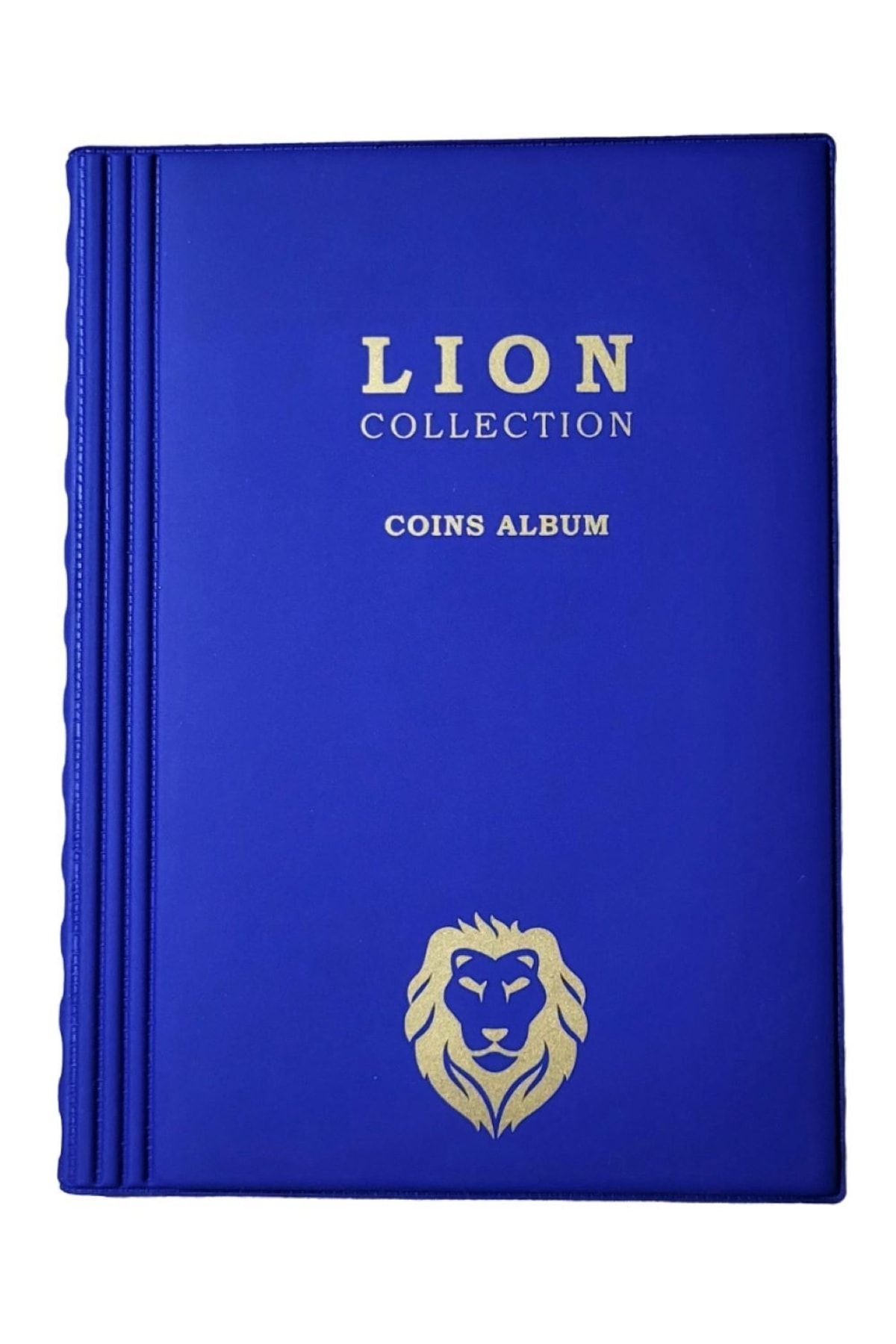 Lion , 72 Gözlü, 12 Sayfalı, Kapamalı Paralar Için Madeni Para Albümü- Mavi Renk