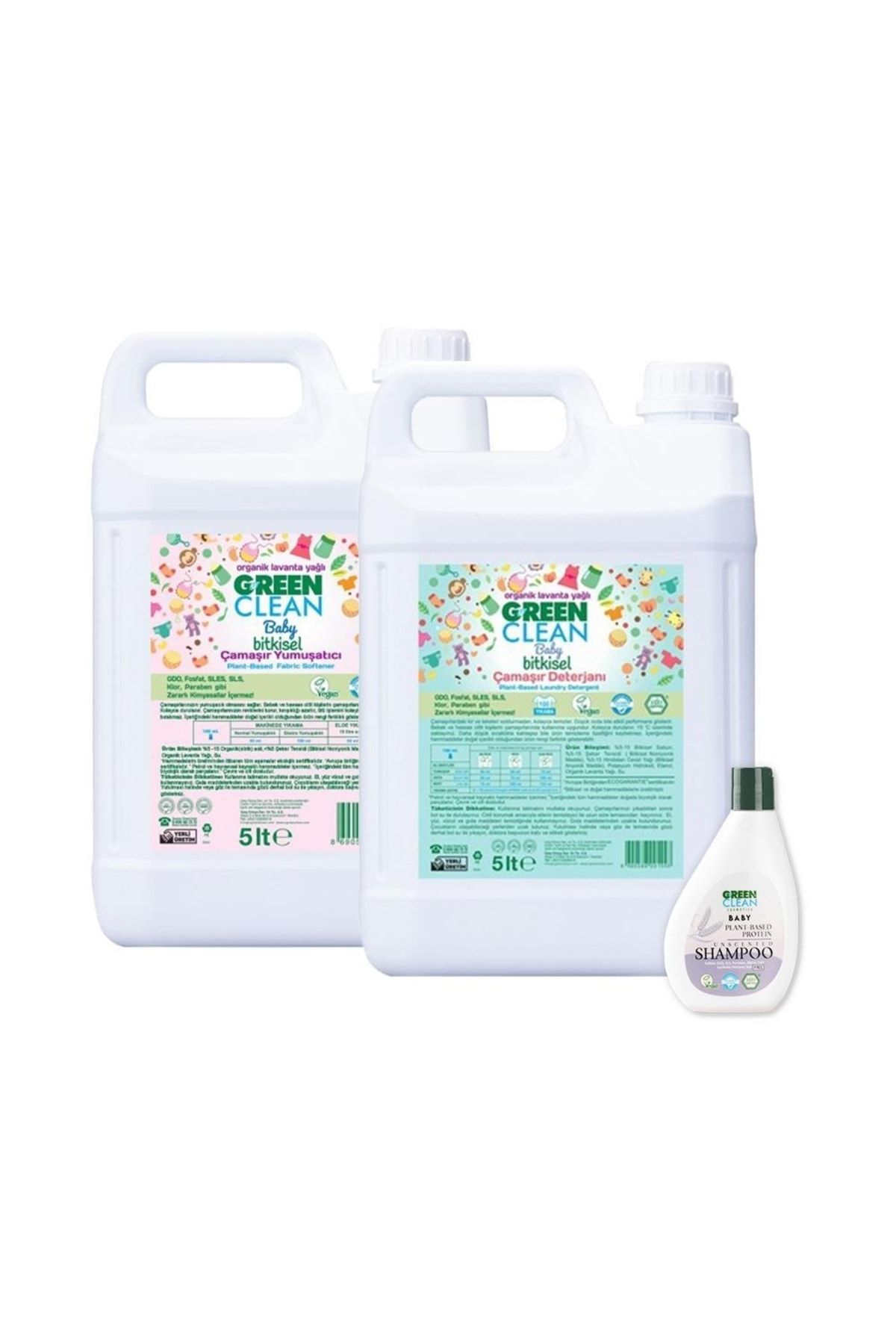 Green Clean Baby Şampuan 275 ml, Çamaşır Deterjanı Ve Yumuşatıcı 5 lt