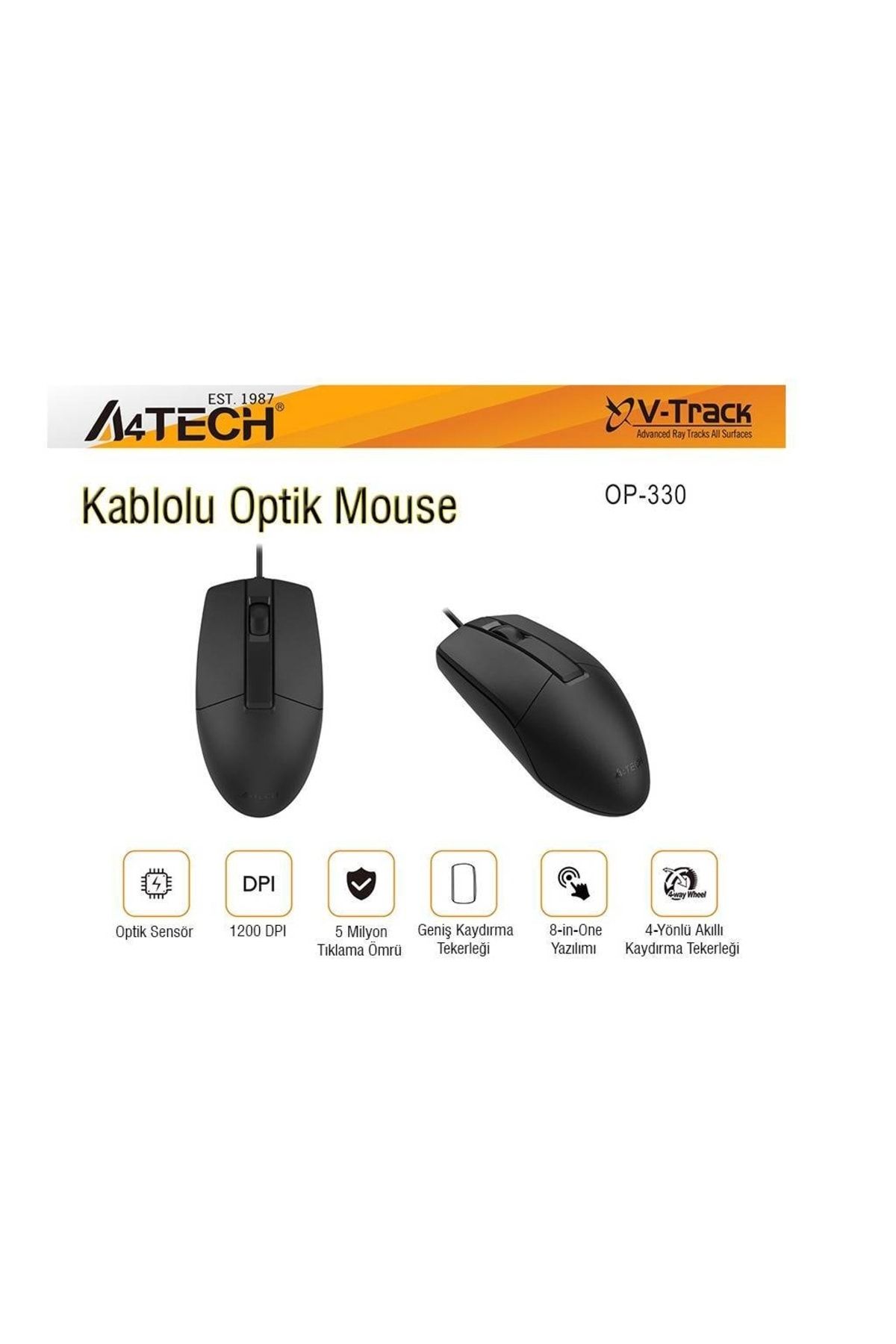 A4 Tech Op-330 Usb 1200dpi Siyah Mouse