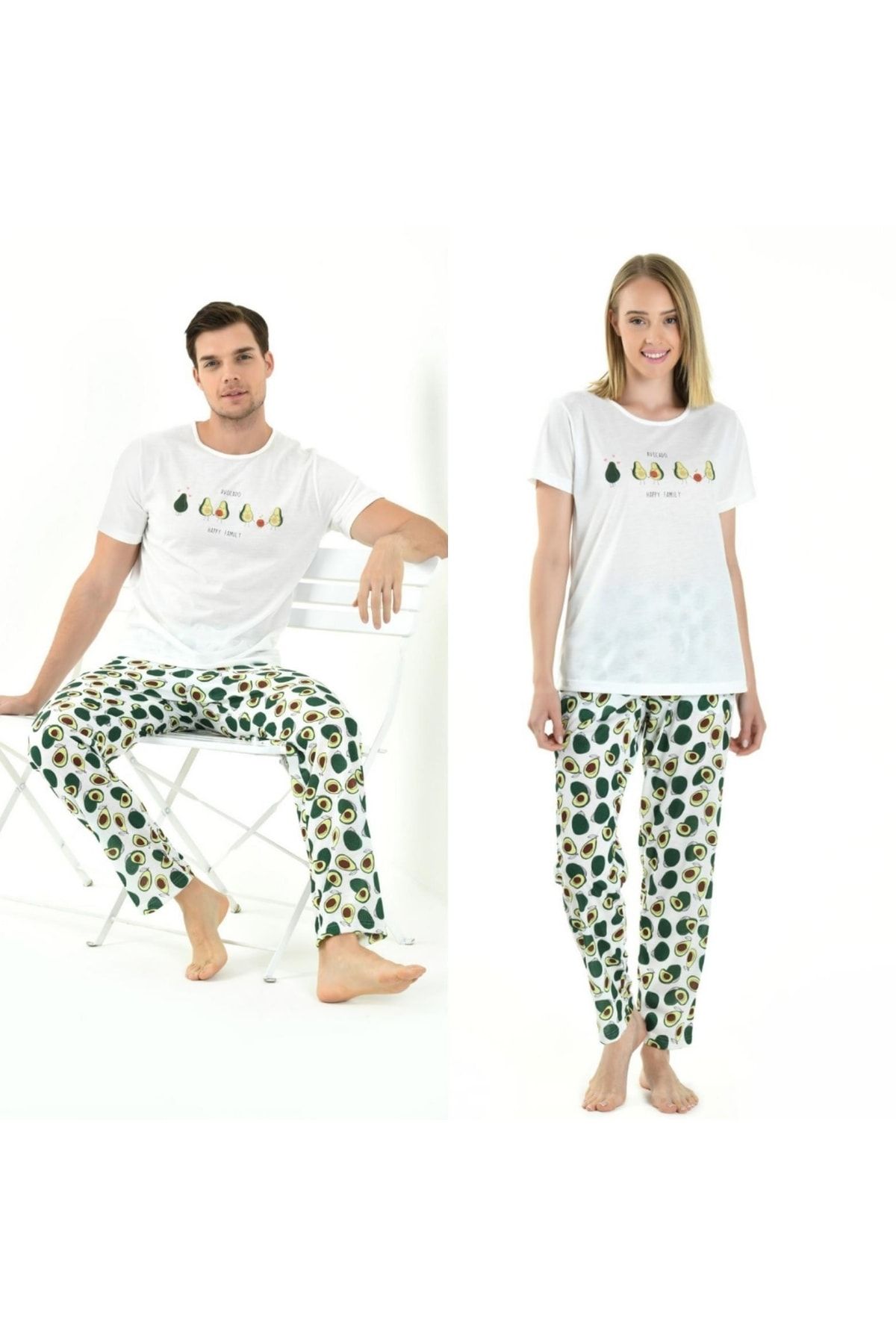 Yeni İnci Sevgili Karı Koca 2 Çift Avokado Pijama Takım 1786-795