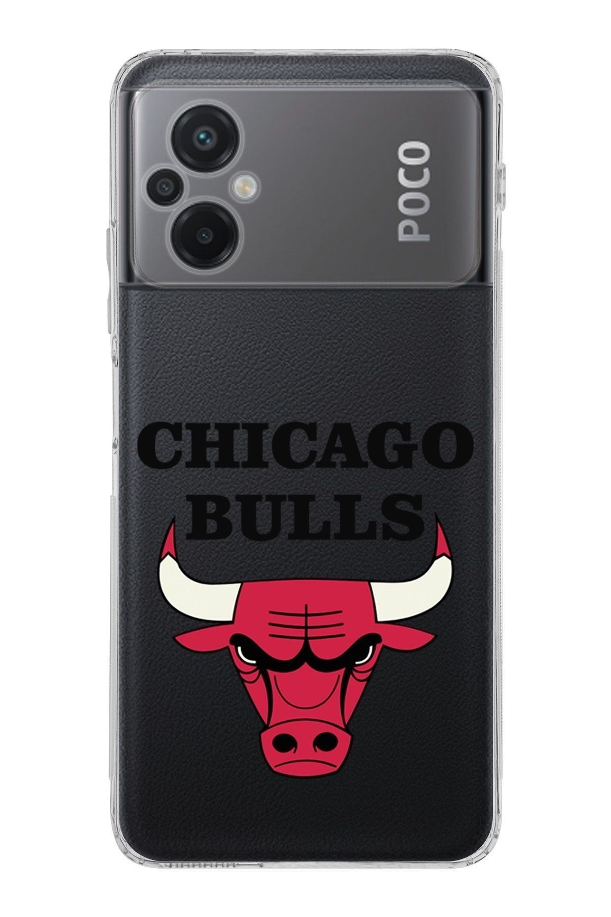 PrintiFy Poco M5 Uyumlu Kamera Korumalı Kapak Chicago Bulls Tasarımlı Şeffaf Kılıf