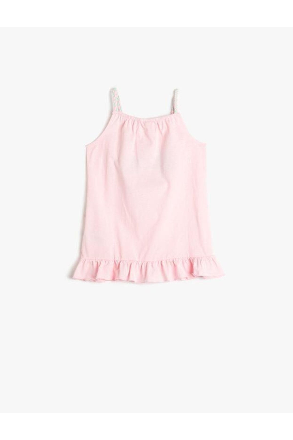 Koton Kız Bebek Elbise Askılı Baskılı Fırfır Detaylı Pamuklu