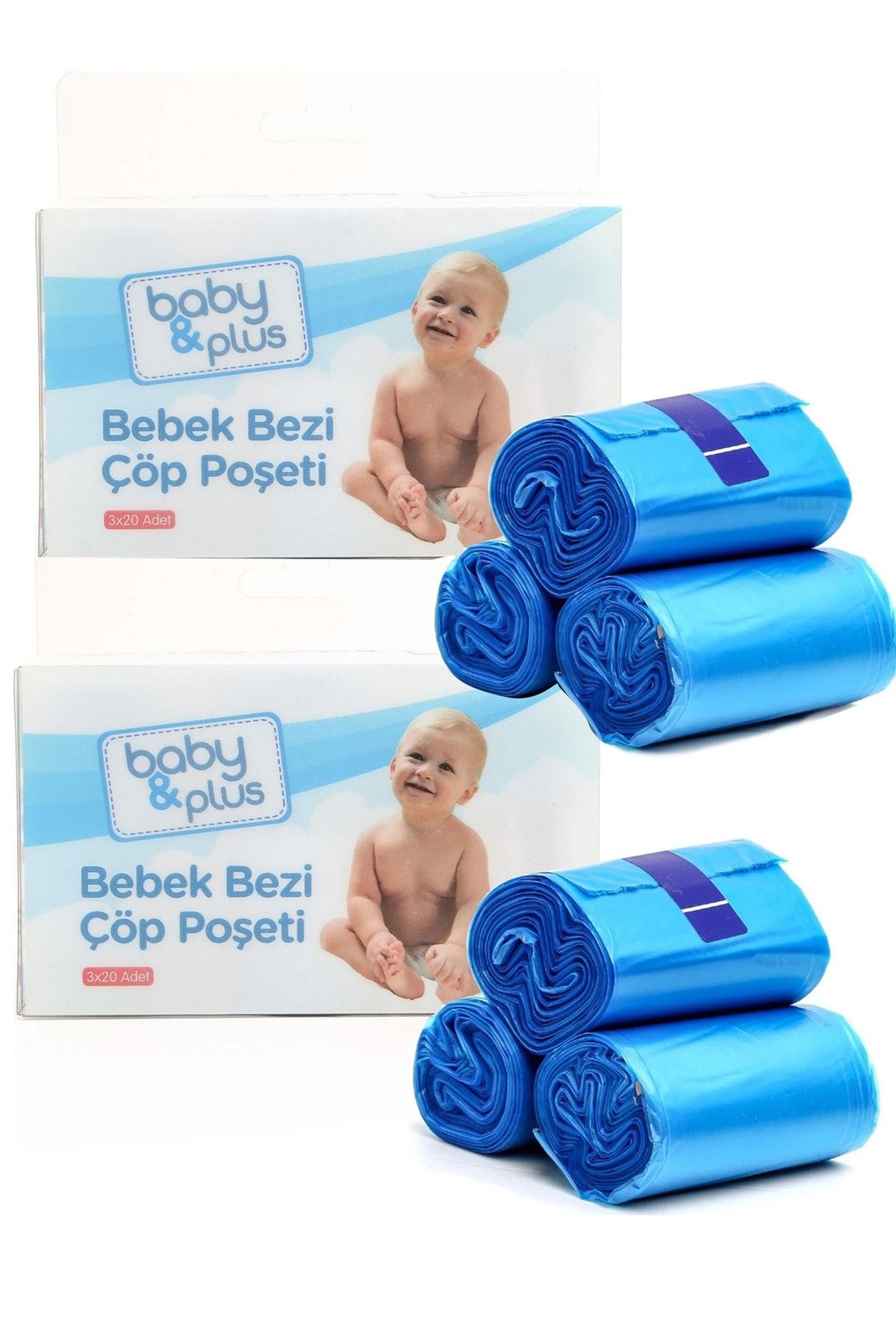 Baby Plus Bebek Bezi Çöp Poşeti 60+60 120 Adet Kokulu Paket