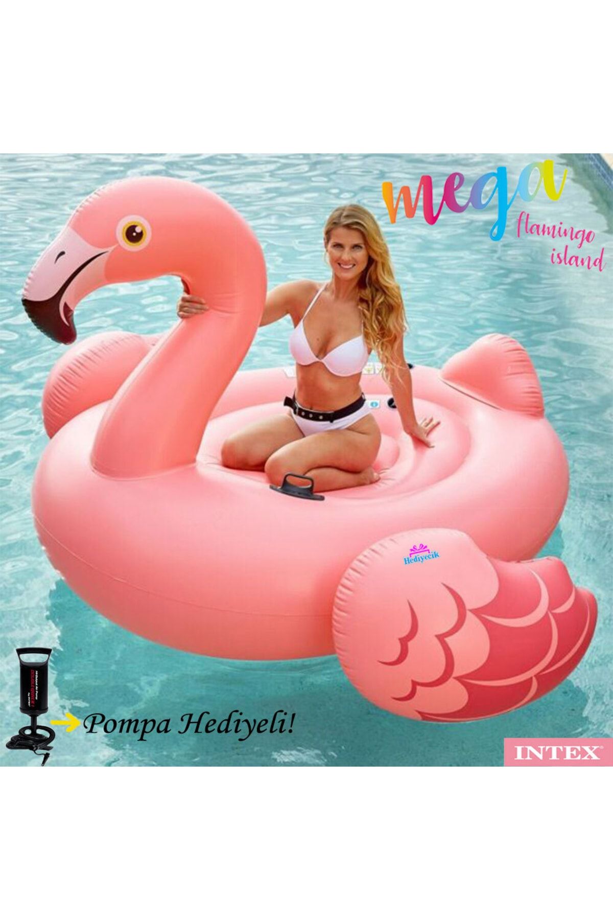 hediyecik Mega Flamingo Island Dev Boy Şişme Havuz Ve Deniz Yatağı 218x211x136 Cm