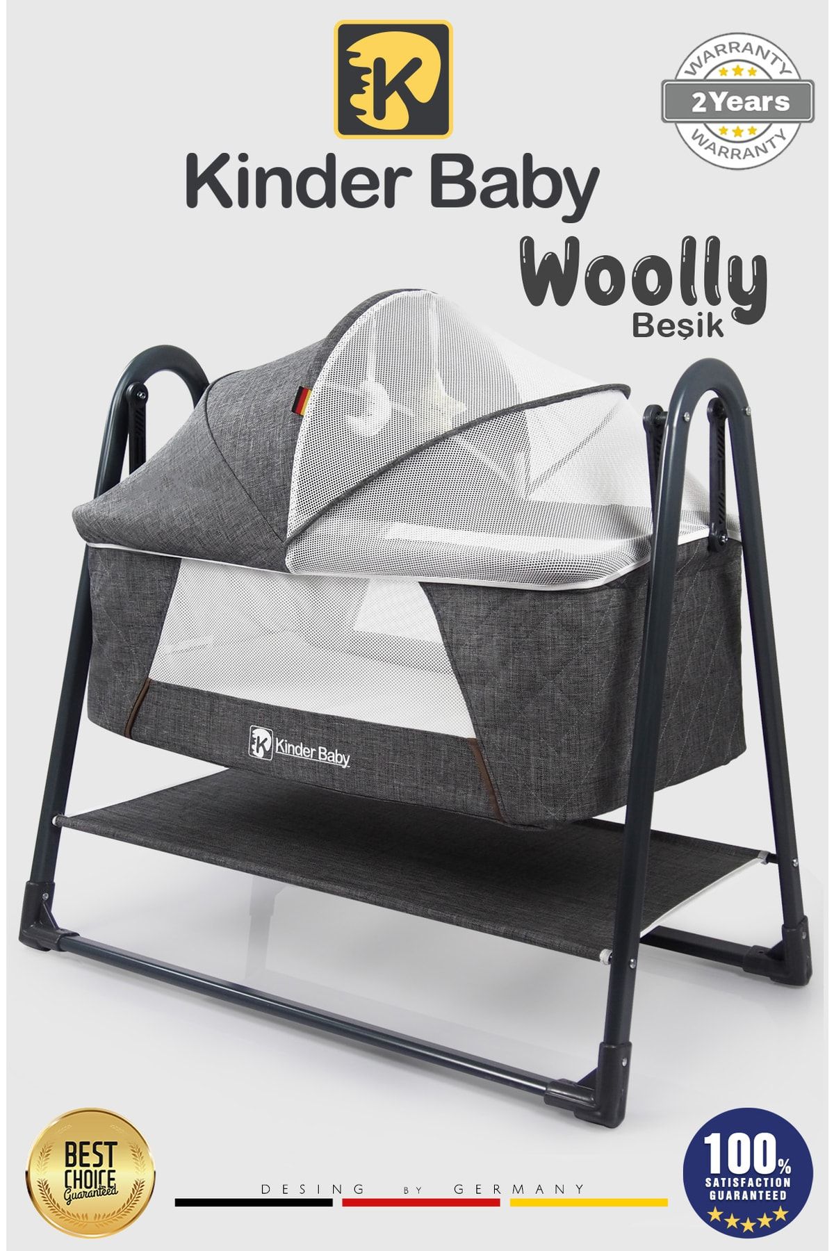 Kinder Baby Woolly Portatif Sallanır Anne Yanı Beşik Knd1020