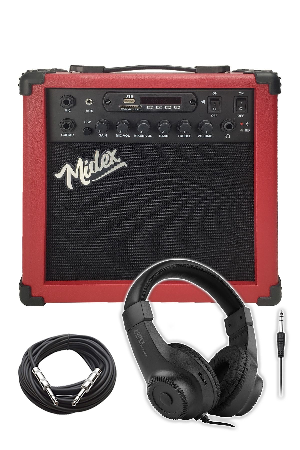 Lastvoice Midex Mga-25rdbt-hd Şarjlı Elektro Gitar Amfisi 25 Watt Usb Bluetooth Distortion Kulaklık Ve Kablo