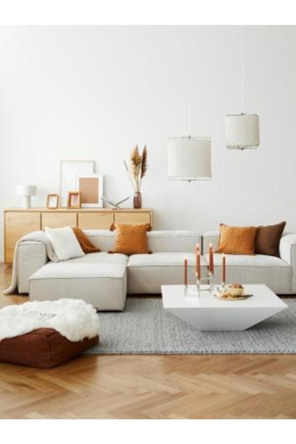 ERİZA Relax Soft 4 Modül Köşe Takımı Kırık Beyaz Keten Kumaş