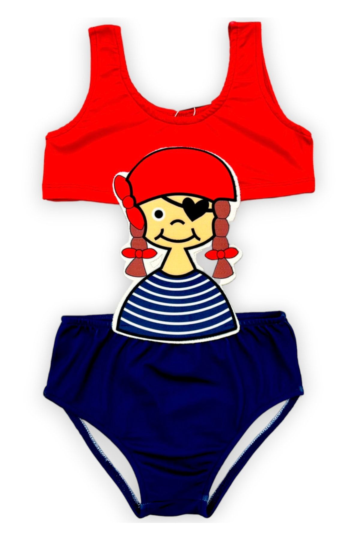 Lolliboomkids Kız Çocuk Çizgi Film Karakterli Figürlü Mayokini Yeni Sezon Korsan Kız Kostüm Tema