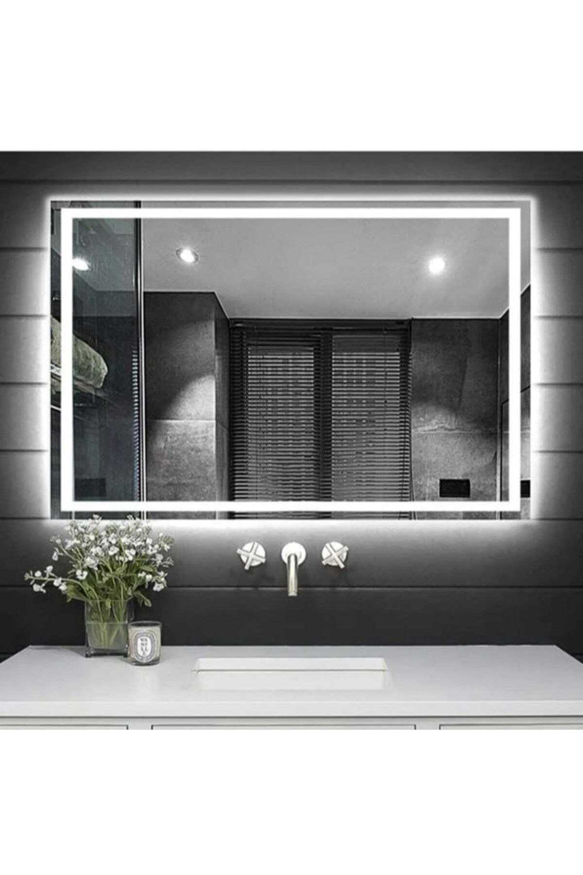 Toprak dekor Ölçüde Ledli Banyo Makyaj Aynası 70*60