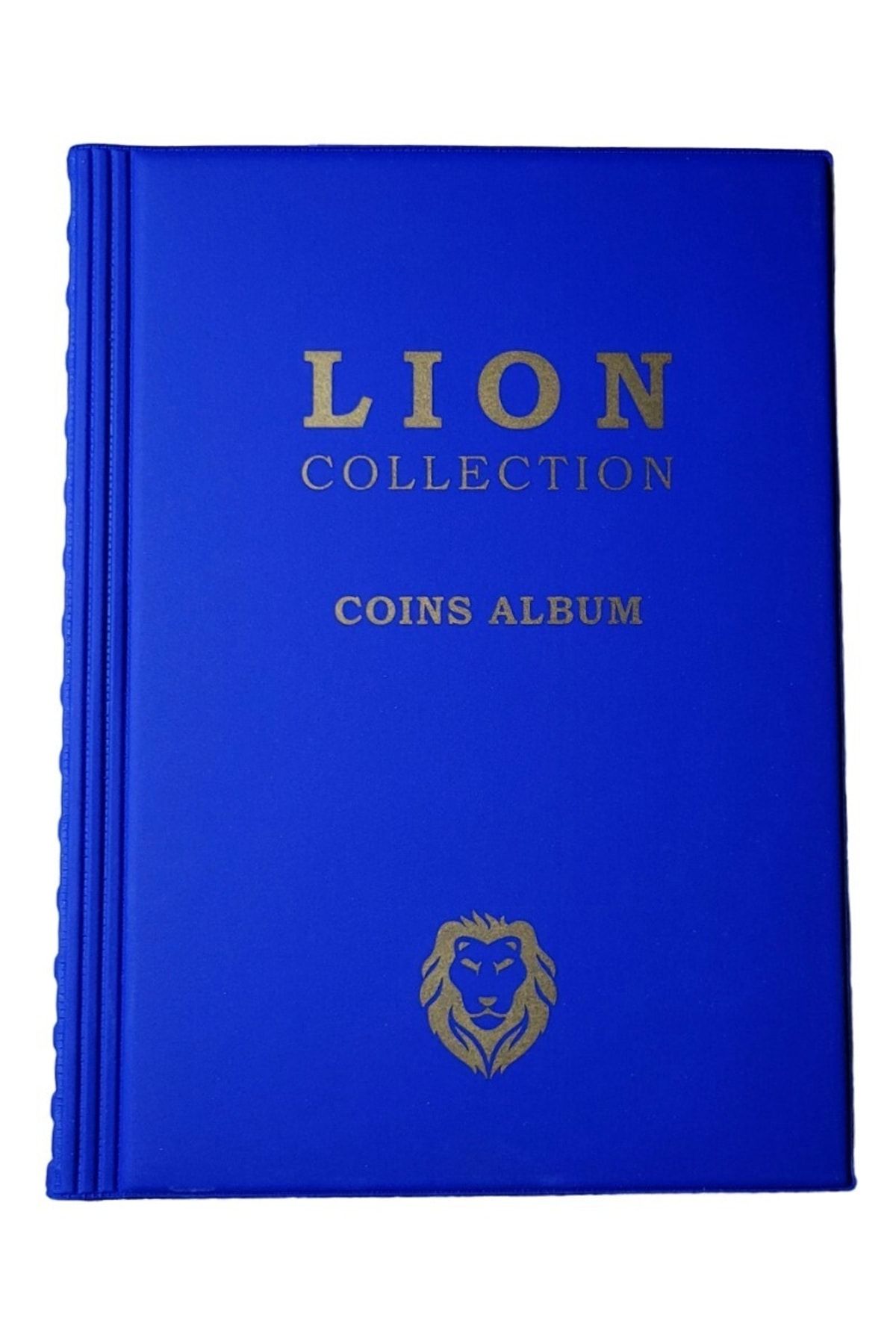 Lion 120 Gözlü, 10 Sayfalı, Kapamalı Paralar Için Madeni Para Albümü- Mavi Renk