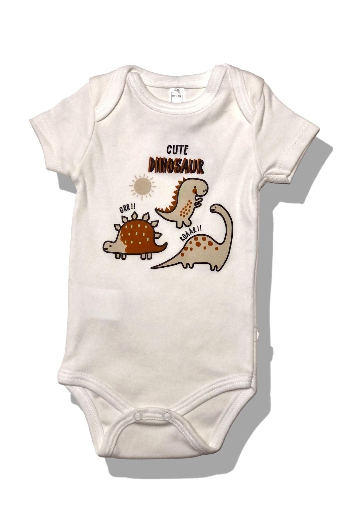 Babydo Cute Dinosaur Pamuklu Kısa Kollu Badi Bebek Çoçuk