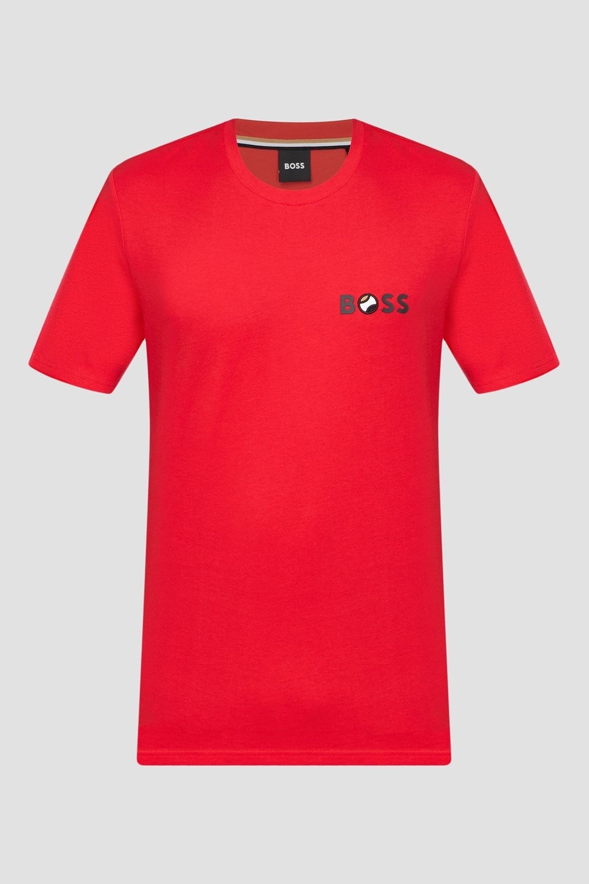 BOSS Erkek Regular Fit Kısa Kollu Düz Bisiklet Yaka Kırmızı T-shirt 50489420-628