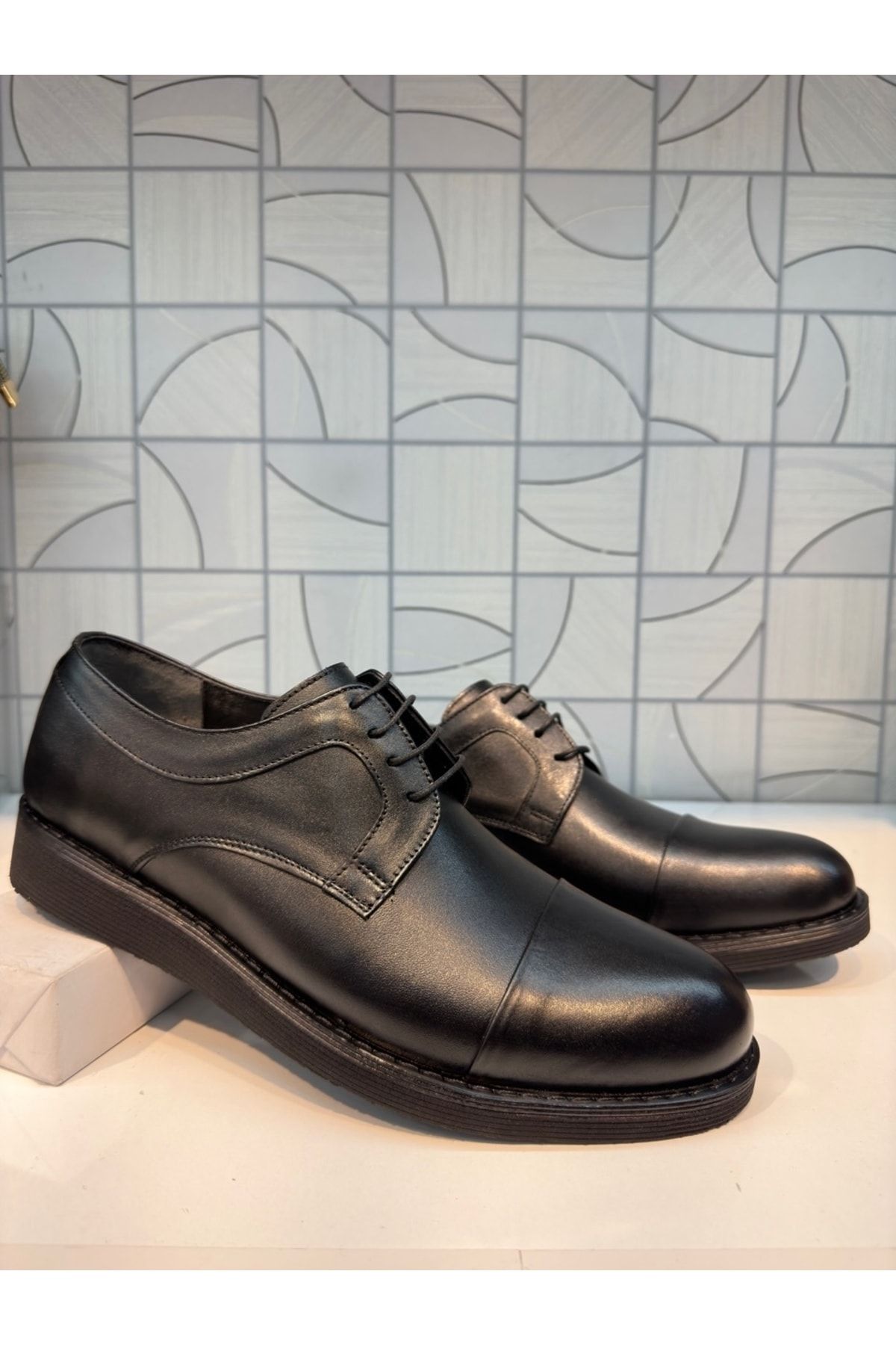 Anıl Ayakkabı Stilloni 1007 Erkek Siyah Hakiki Deri Ortopedi Klasik Damatlık Günlük Ayakkabı