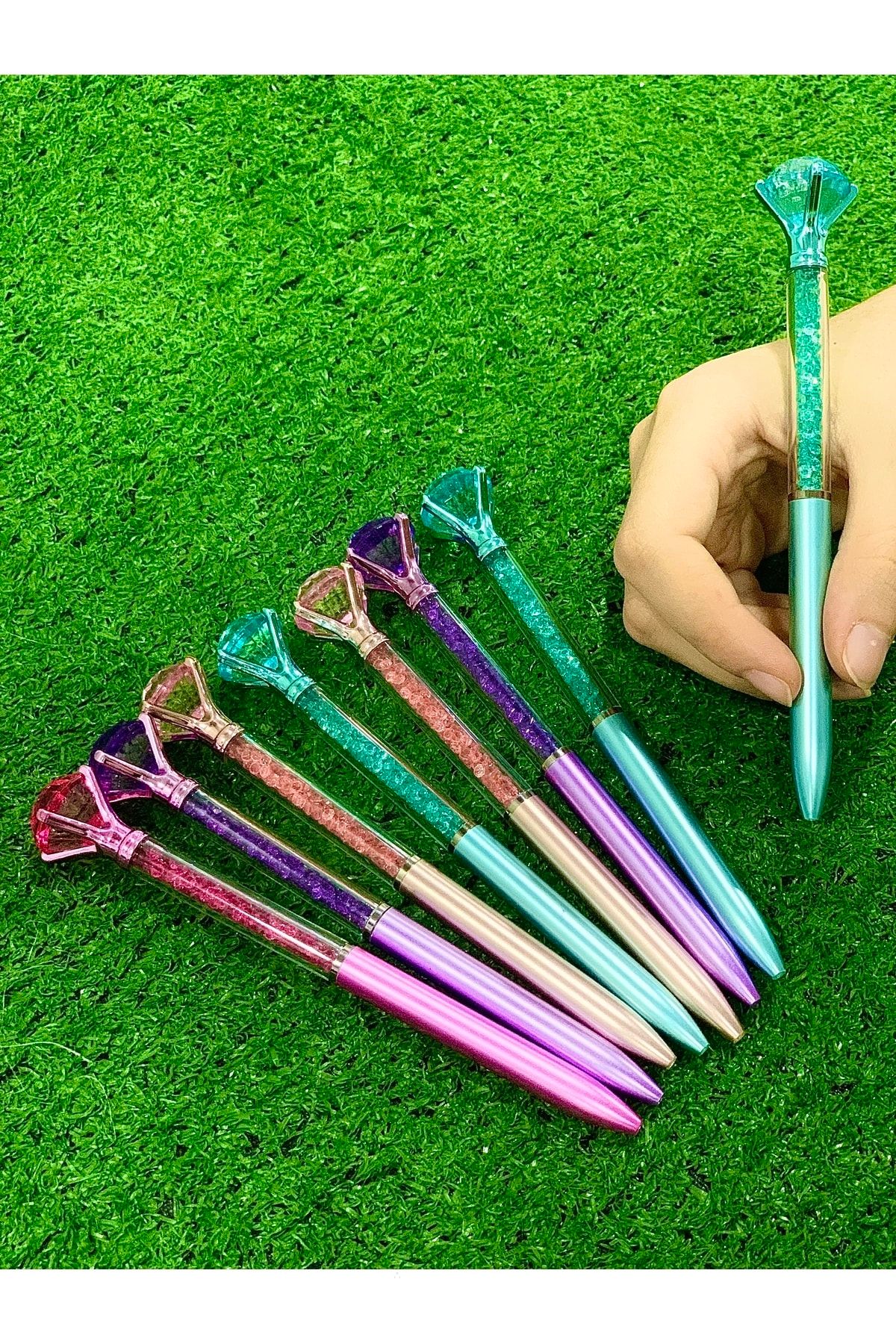 Meyra Accessories 1 Adet Şık Pırlantalı Tükenmez Kalem Içi Simli Sulu Renkli Renk Seçenekli