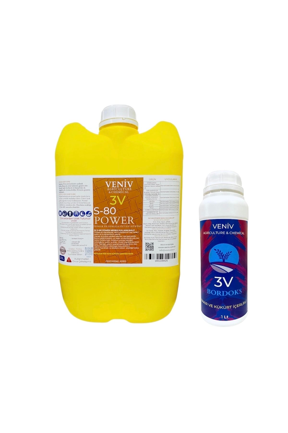 VENİV AGRİCULTURE Veniv 3v S-80 Power 20 Lt Sıvı Kükürt +veniv 3v Bordoks Hazır Bordo Bulamacı 1 Lt (1,5 Kg) Hediye