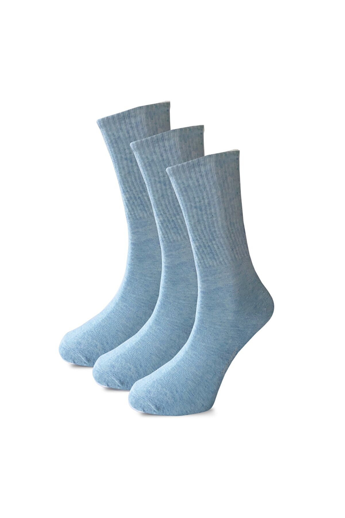 Çorap Çekmecesi Pamuklu Düz Mavi Tenis Çorap 3'lü