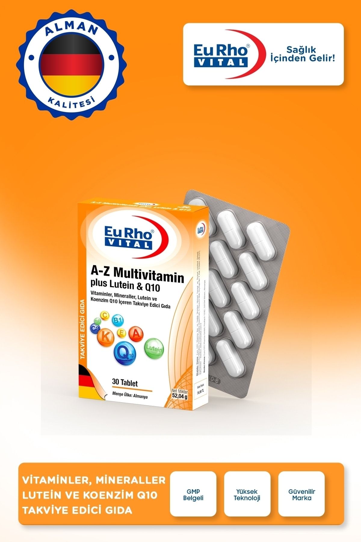 Eurho Vital A-z Multivitamin Plus Lutein & Q10 30 Tablet