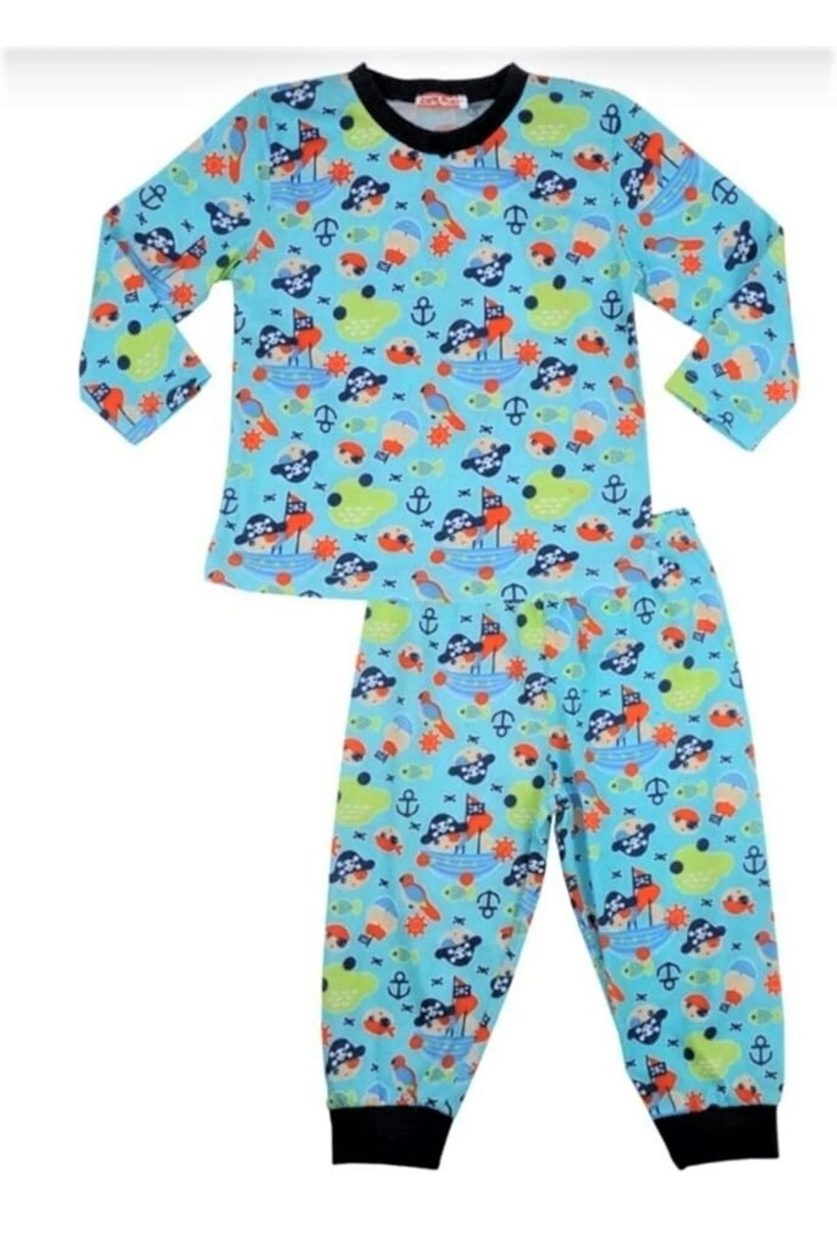 Zeyland Erkek Çocuk %100 Pamuk Cotton Mavi Renk Korsan Pijama Takım