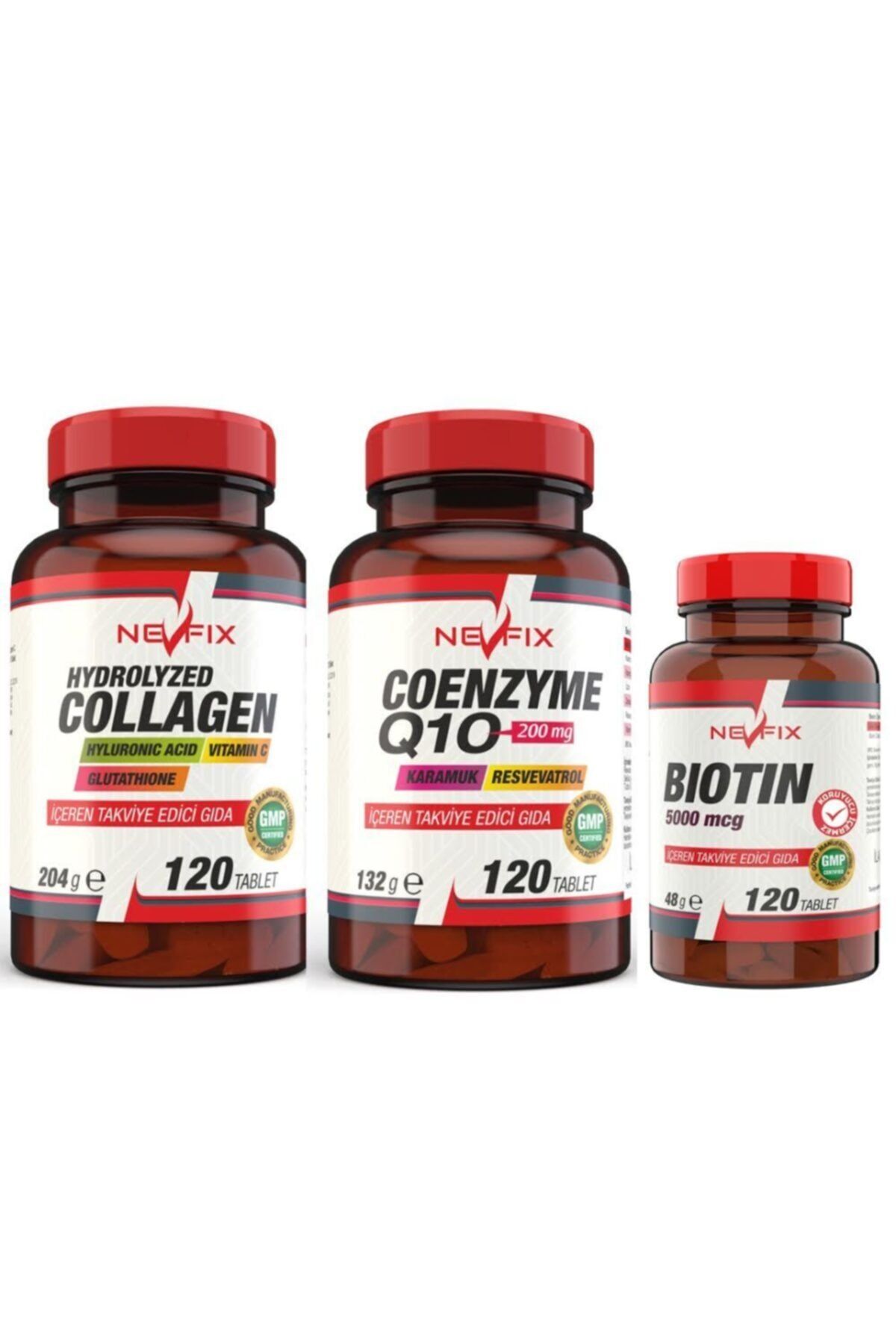 Nevfix Coenzyme Q 10 120 Tablet Kolajen 120 Tablet Biotin 120 Tatlet