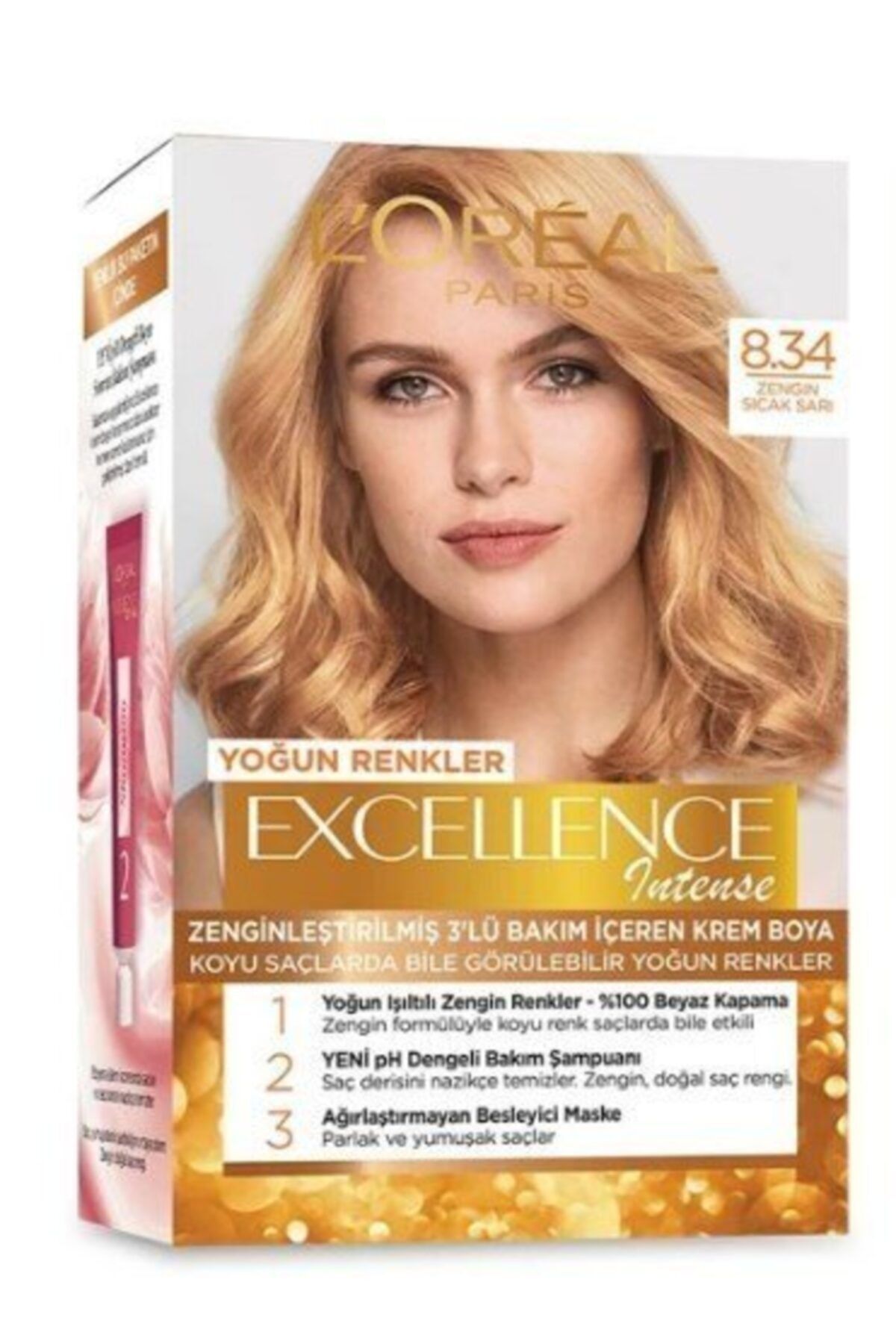 L'Oreal Paris Saç Boyası - Excellence Creme 8.34 Zengin Sıcak Sarı