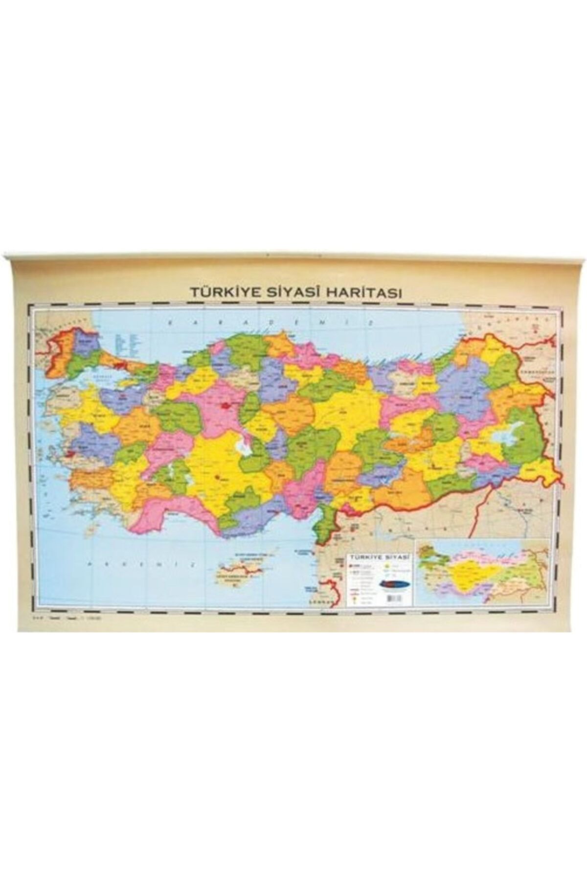 İnter Çitalı Askılı Türkiye Siyasi Fiziki Harita 70x100